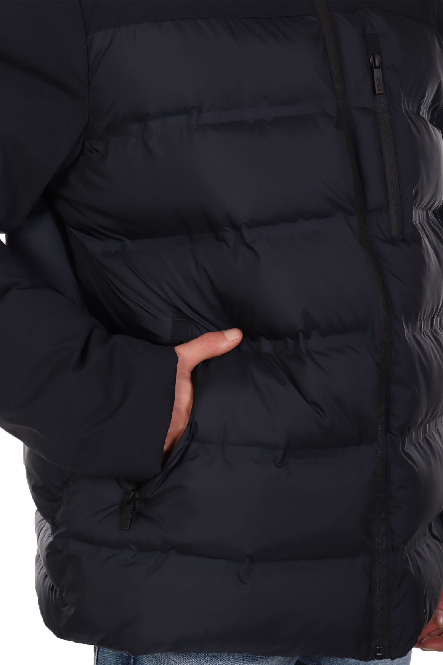 KARL LAGERFELD ΜΠΟΥΦΑΝ HOODED JACKET ΜΠΛΕ