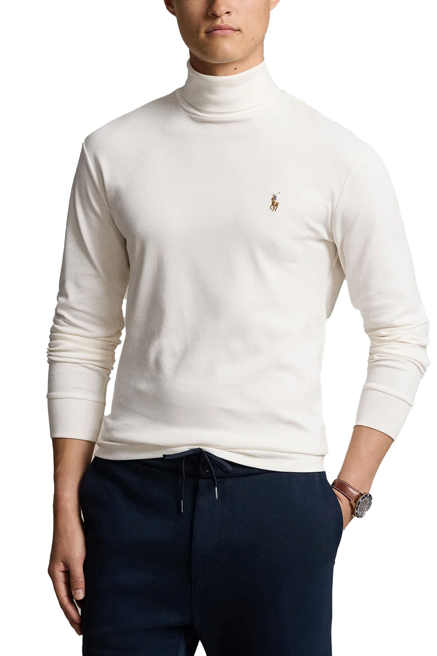 RALPH LAUREN T-SHIRT ROLLNECK LOGO ΥΠΟΛΕΥΚΟ φωτογραφία