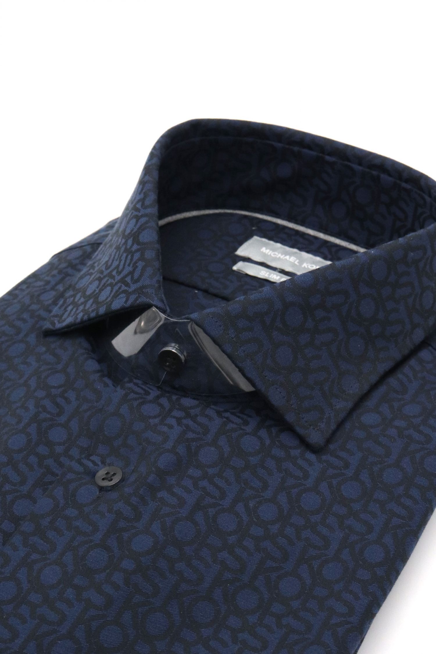 MICHAEL KORS ΠΟΥΚΑΜΙΣΟ SLIM FIT ALL OVER LOGO ΜΠΛΕ