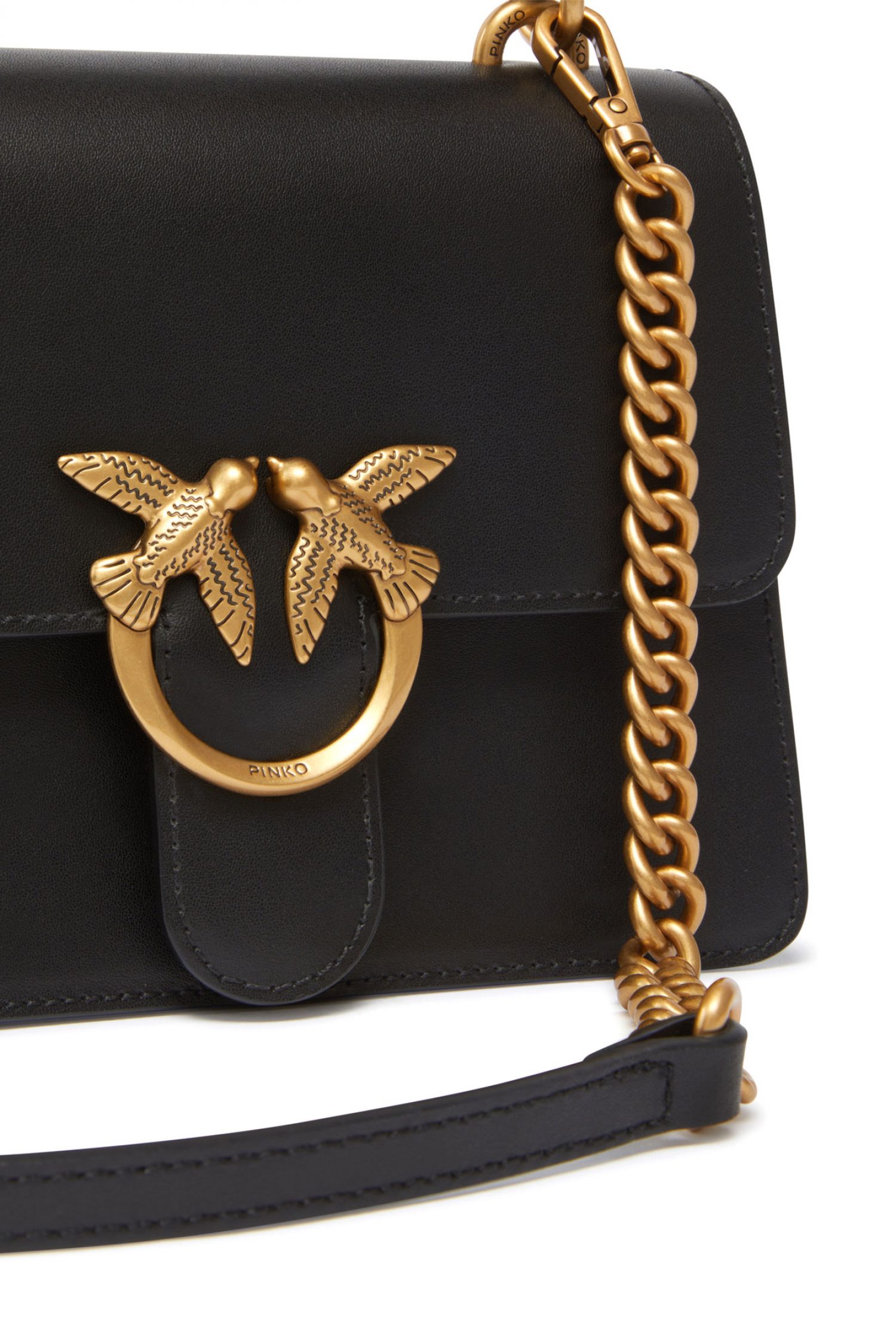 PINKO ΤΣΑΝΤΑΚΙ LOVE ONE TOP HANDLE MINI LIGHT VITELLO SETA ΜΑΥΡΟ