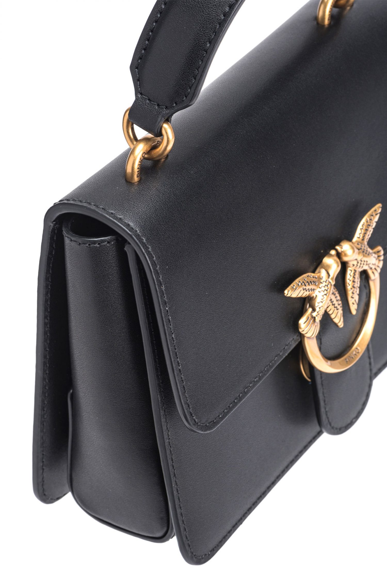 PINKO ΤΣΑΝΤΑΚΙ LOVE ONE TOP HANDLE MINI LIGHT VITELLO SETA ΜΑΥΡΟ