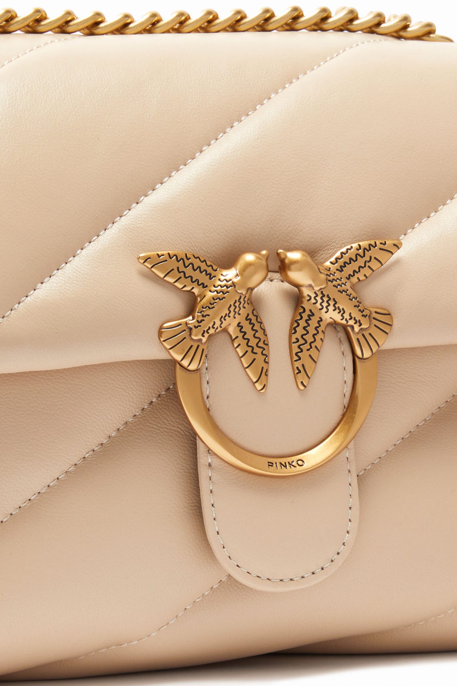 PINKO ΤΣΑΝΤΑ LOVE CLASSIC PUFF CL SHEEP NAPPA ΜΠΕΖ-ANTIQUE GOLD