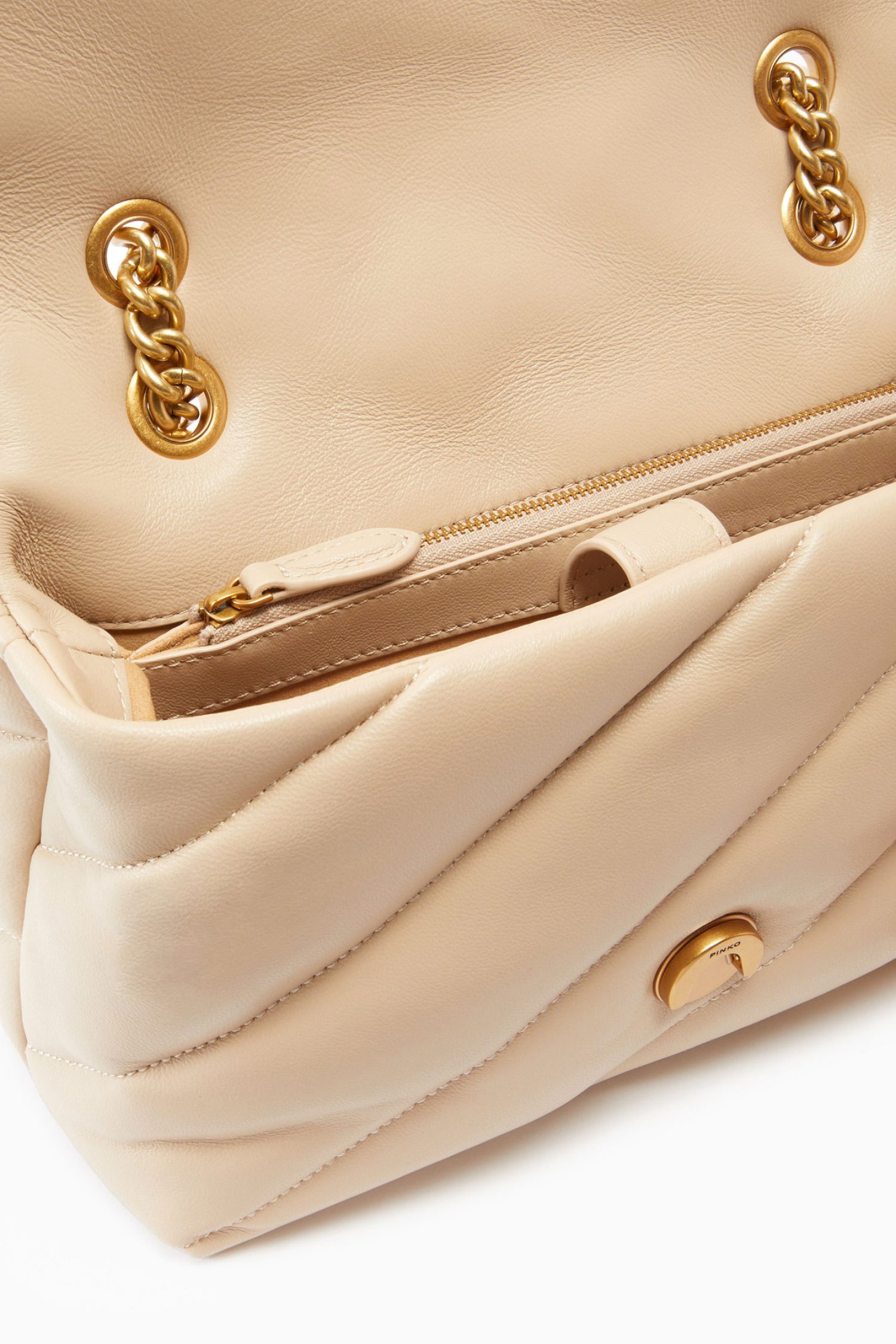 PINKO ΤΣΑΝΤΑ LOVE CLASSIC PUFF CL SHEEP NAPPA ΜΠΕΖ-ANTIQUE GOLD