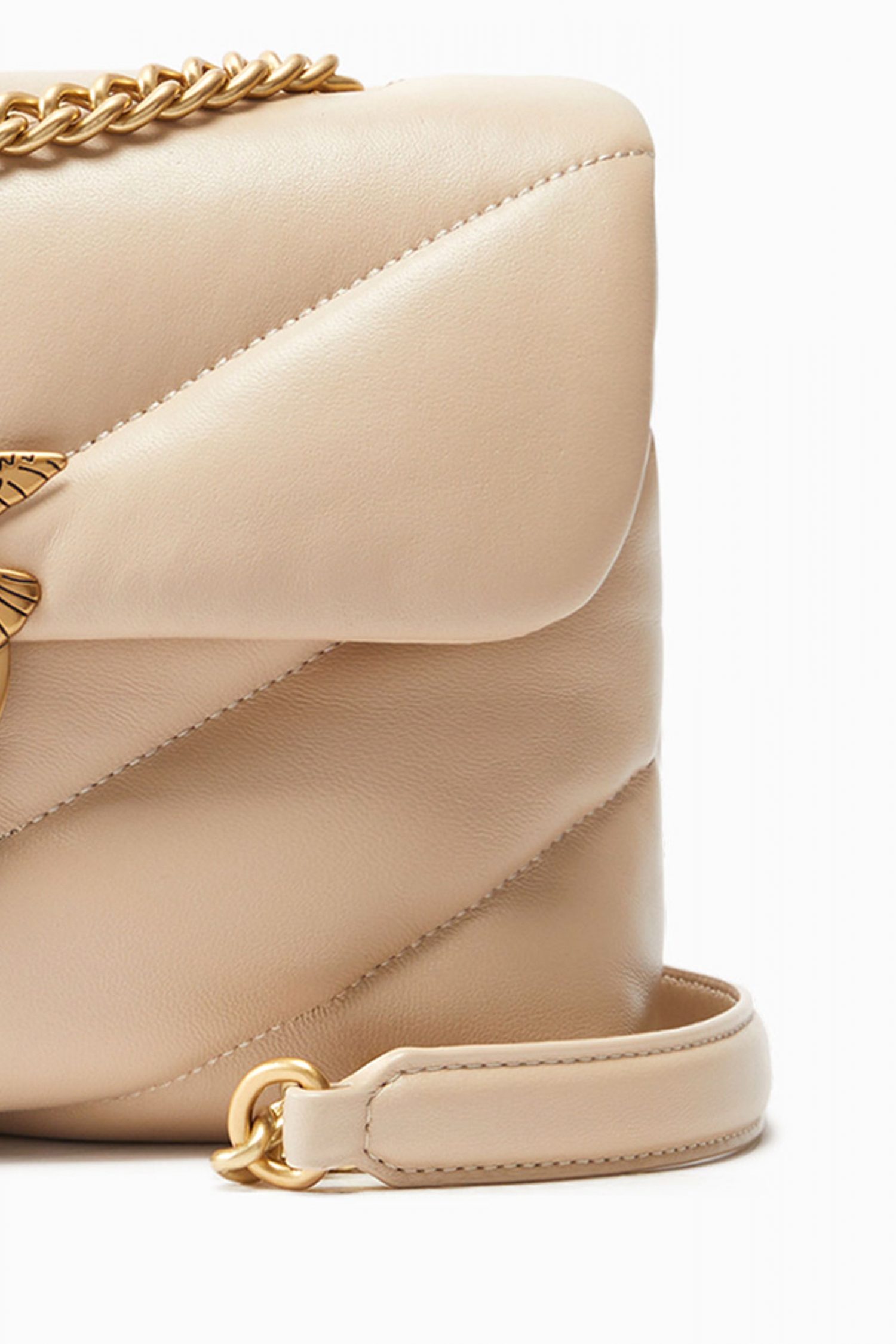 PINKO ΤΣΑΝΤΑ LOVE CLASSIC PUFF CL SHEEP NAPPA ΜΠΕΖ-ANTIQUE GOLD