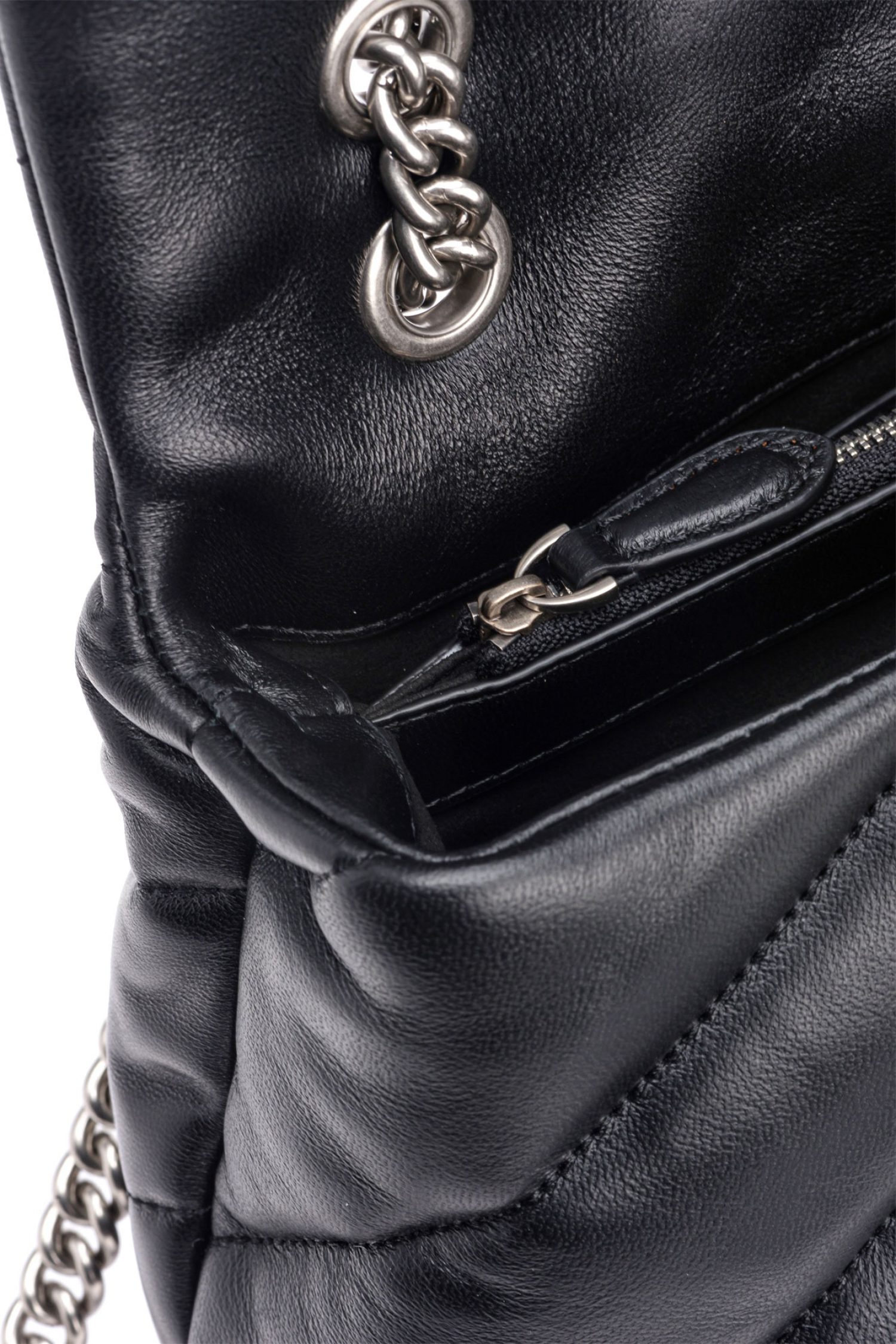 PINKO ΤΣΑΝΤΑ LOVE CLASSIC PUFF CL SHEEP NAPPA ΜΑΥΡΟ-OLD SILVER