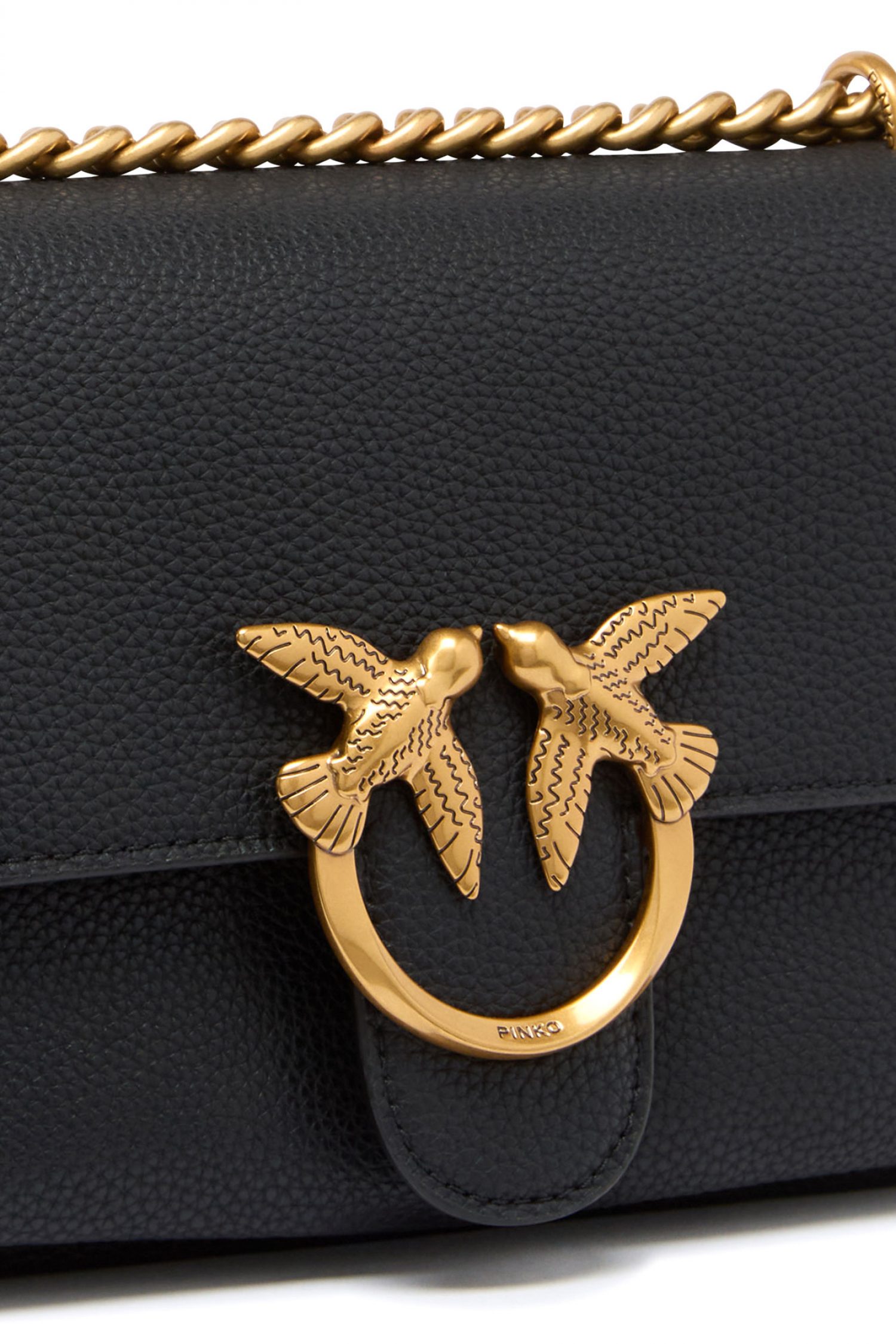 PINKO ΤΣΑΝΤΑΚΙ ΧΙΑΣΤΙ LOVE SOFT MINI PELLE BOTTALATA ΜΑΥΡΟ