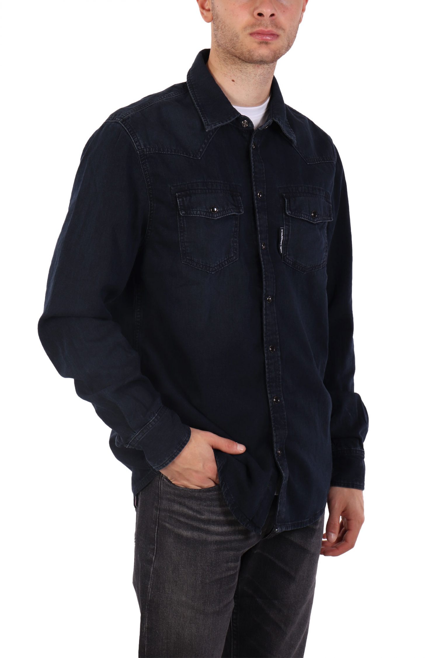 KARL LAGERFELD ΠΟΥΚΑΜΙΣΟ JEANS POCKETS ΜΠΛΕ φωτογραφία