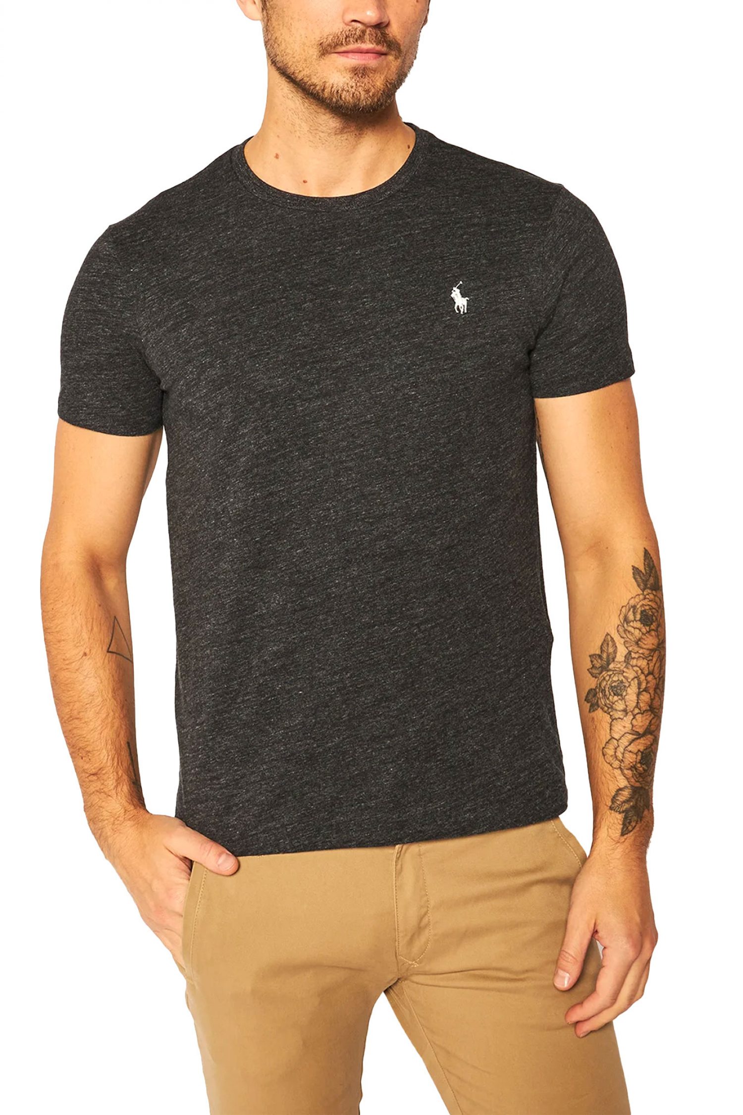 RALPH LAUREN T-SHIRT CUSTOM SLIM FIT LOGO ΑΝΘΡΑΚΙ φωτογραφία