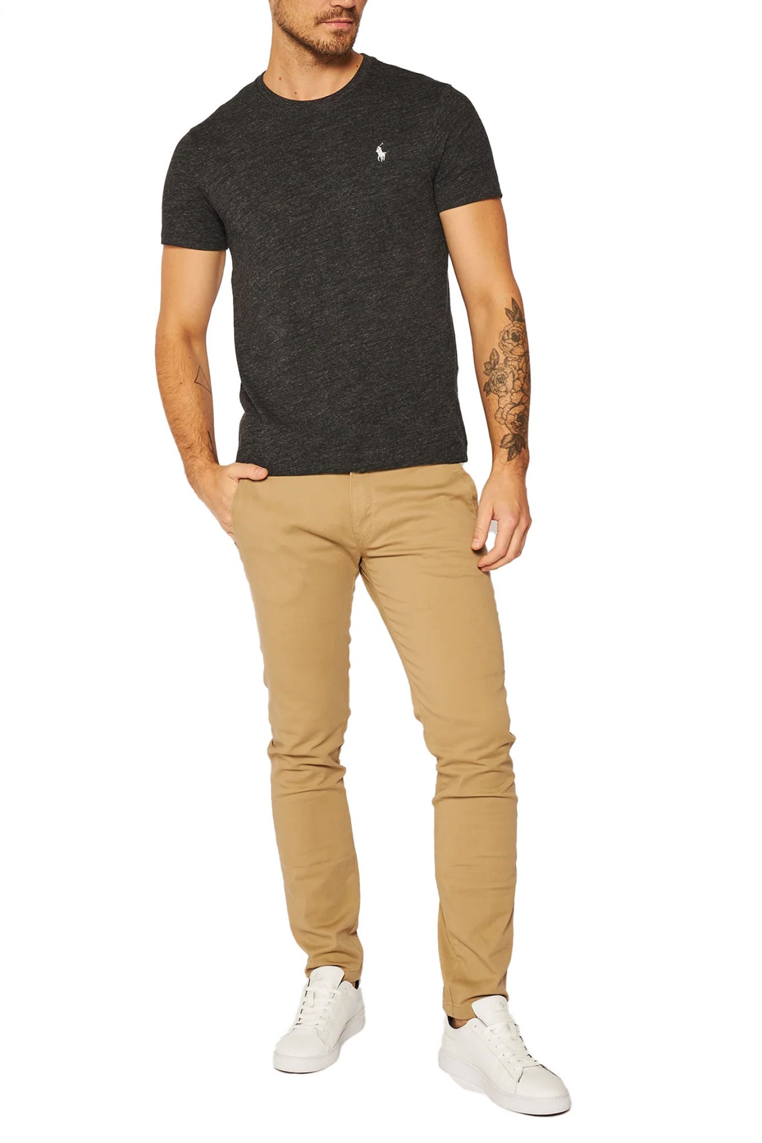 RALPH LAUREN T-SHIRT CUSTOM SLIM FIT LOGO ΑΝΘΡΑΚΙ φωτογραφία