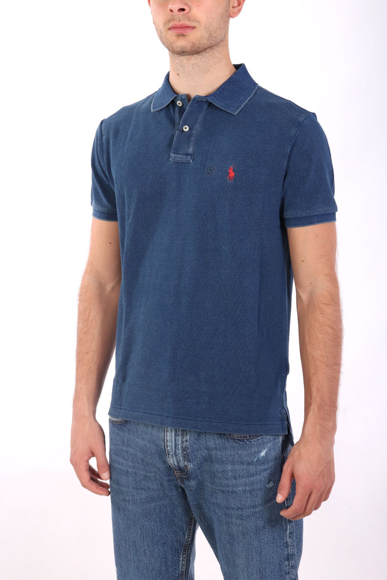 RALPH LAUREN POLO CUSTOM SLIM FIT LOGO WASHED ΡΑΦ ΜΠΛΕ