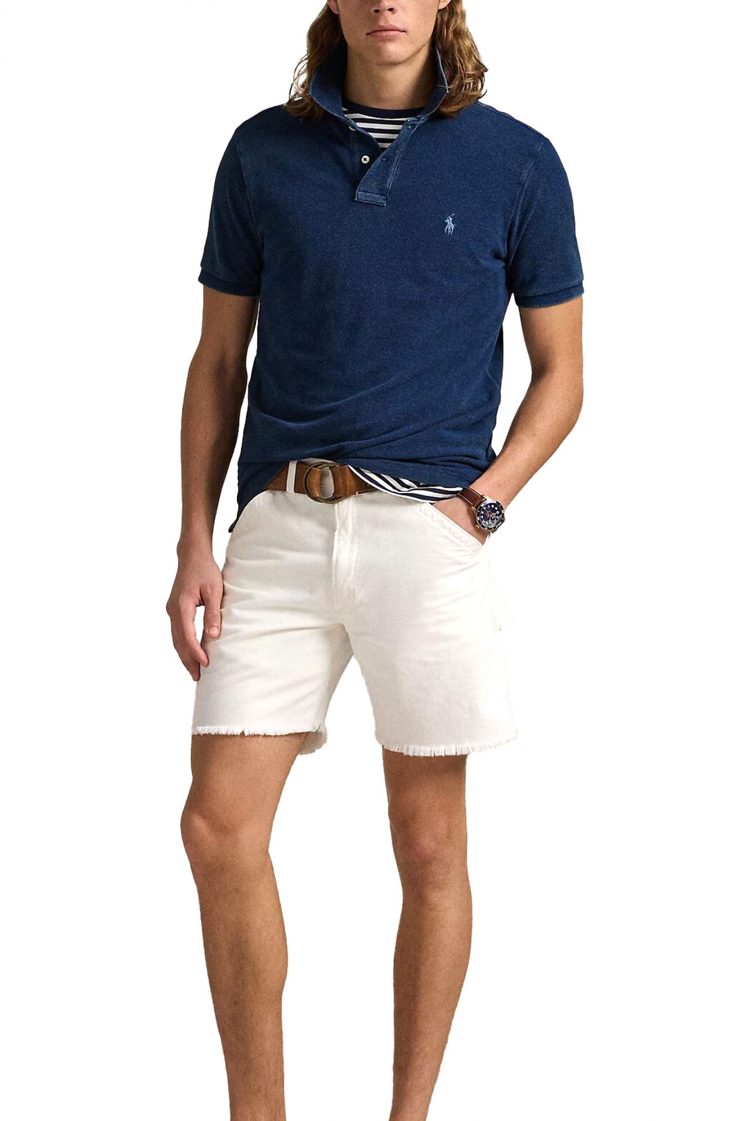 RALPH LAUREN POLO CUSTOM SLIM FIT LOGO WASHED ΜΠΛΕ