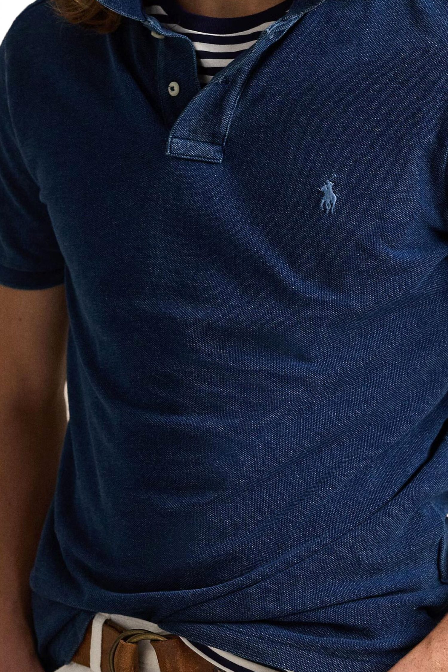 RALPH LAUREN POLO CUSTOM SLIM FIT LOGO WASHED ΜΠΛΕ