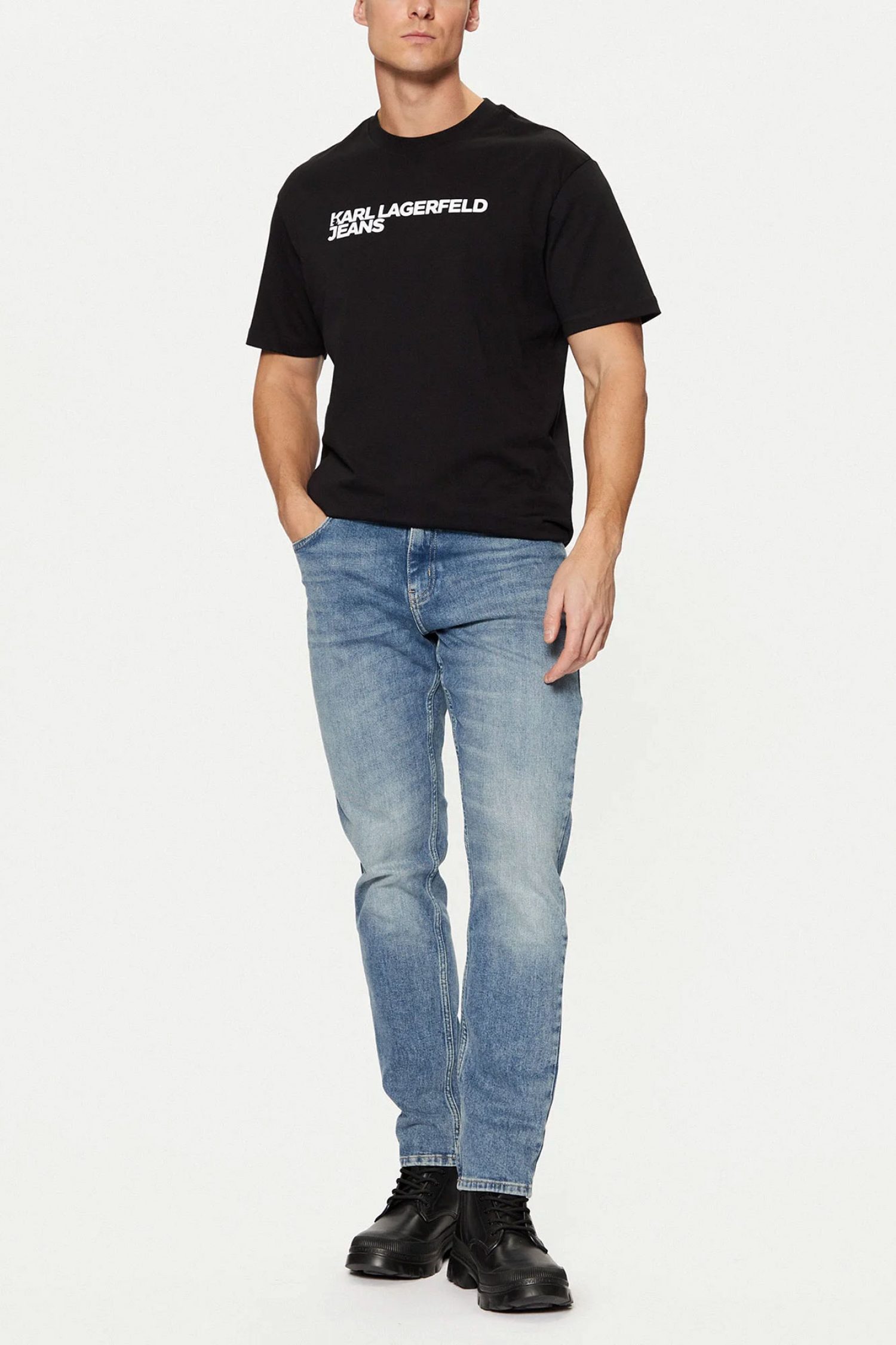 KARL LAGERFELD JEANS T-SHIRT KLJ REGULAR SS ESSENTIAL TEE ΜΑΥΡΟ φωτογραφία