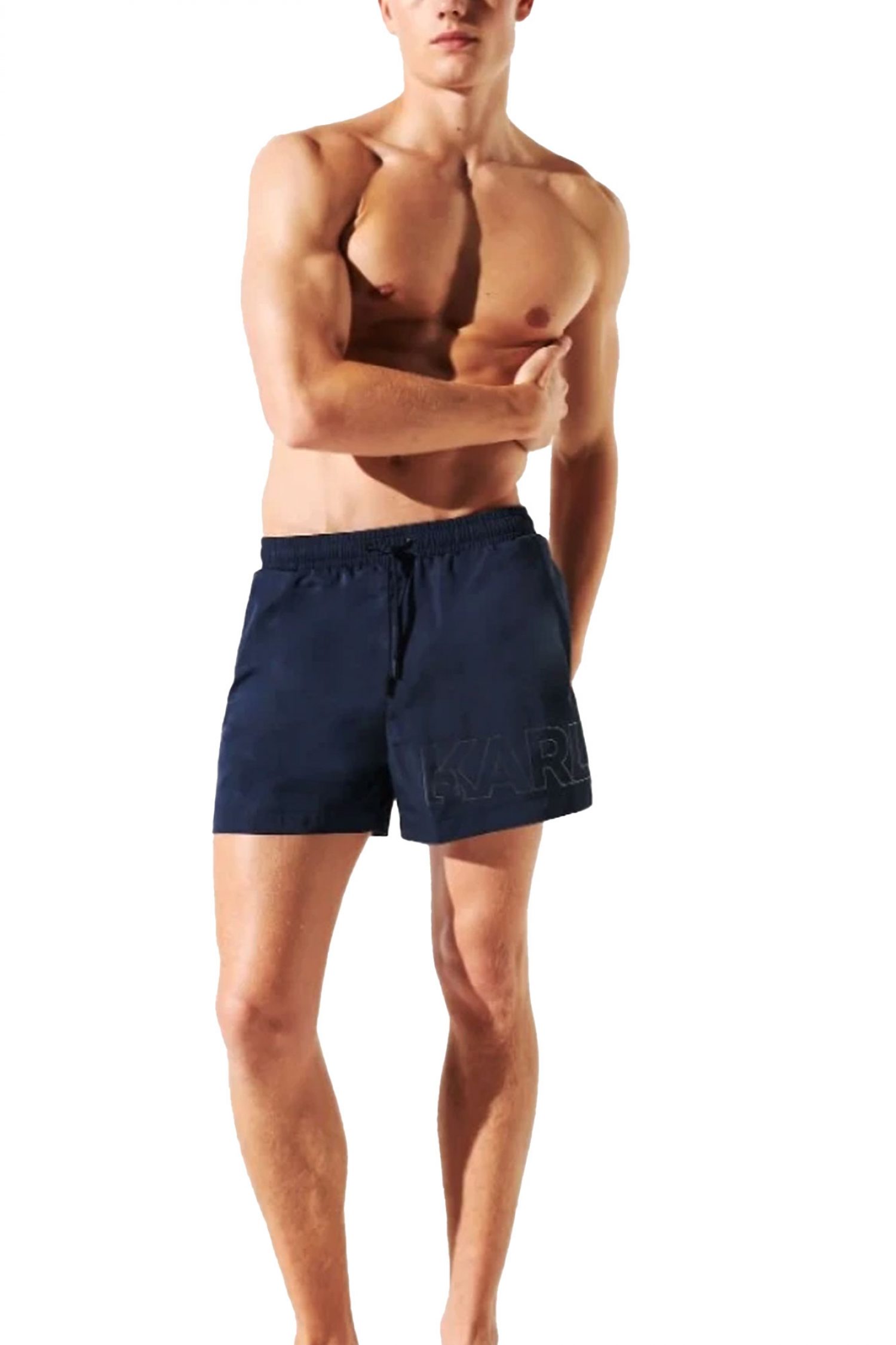 KARL LAGERFELD ΜΑΓΙΩ SHORT METALLIC LOGO ΜΑΥΡΟ