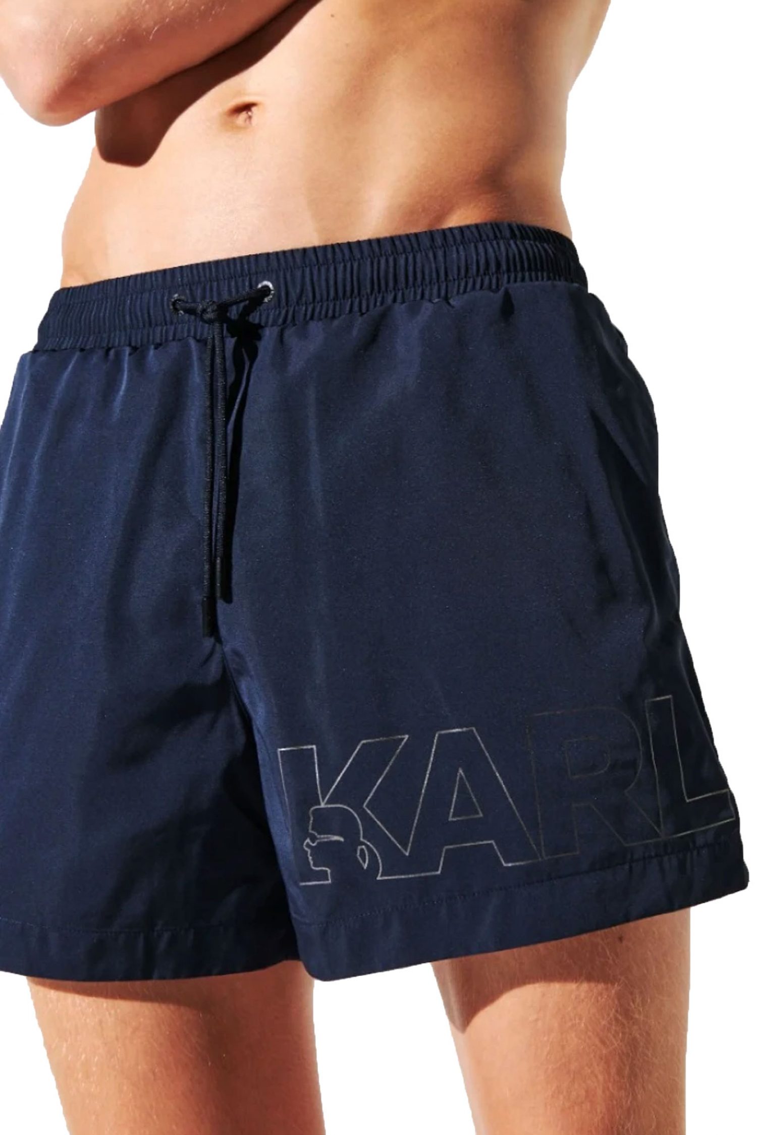KARL LAGERFELD ΜΑΓΙΩ SHORT METALLIC LOGO ΜΑΥΡΟ