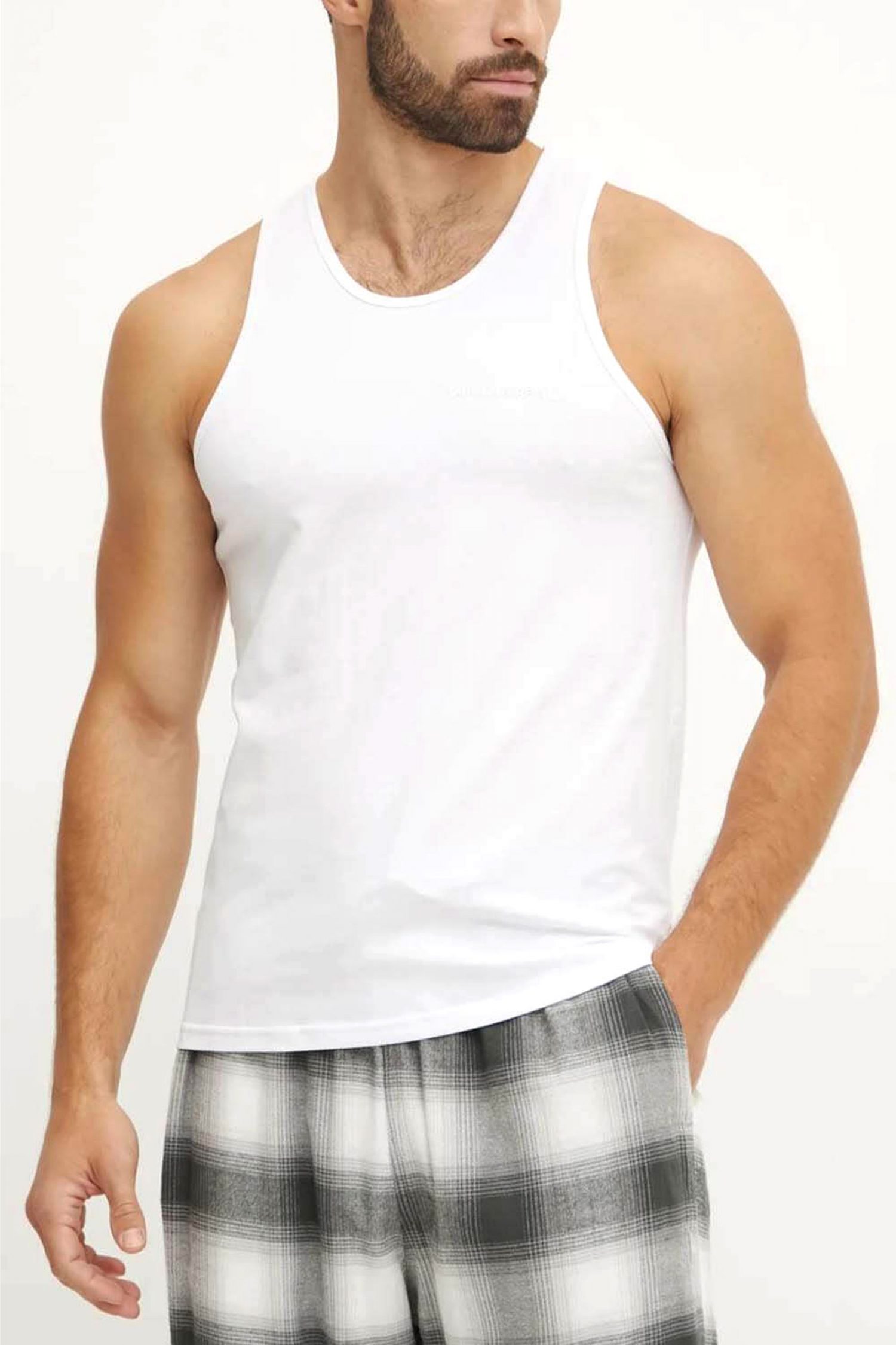 KARL LAGERFELD ΕΣΩΡΟΥΧΑ 2PACK ELONGATED LOGO TANK TOP ΛΕΥΚΟ-ΜΑΥΡΟ