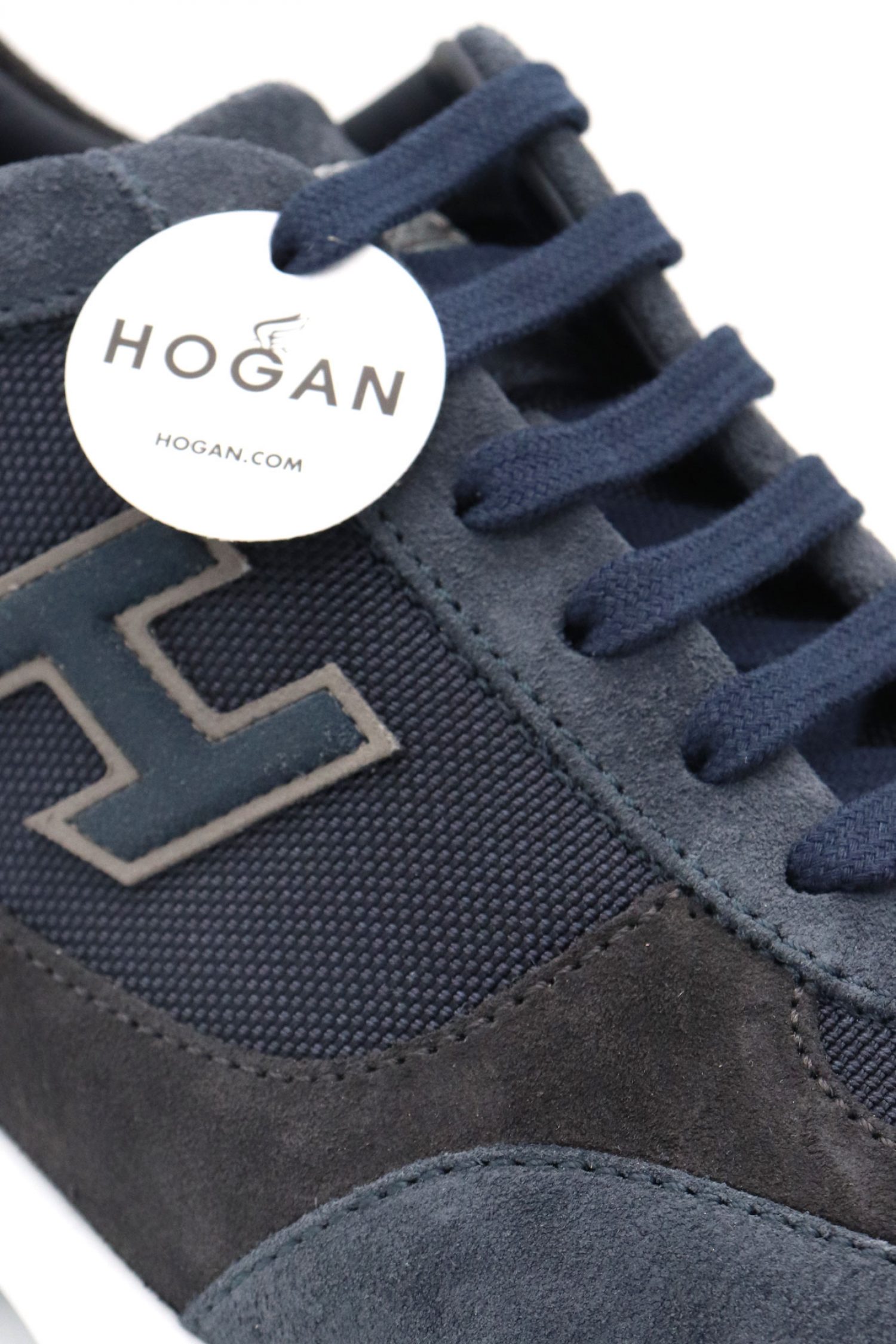 HOGAN ΠΑΠΟΥΤΣΙΑ SNEAKERS INTERACTIVE H FLOCK ΔΕΡΜΑ ΜΠΛΕ φωτογραφία