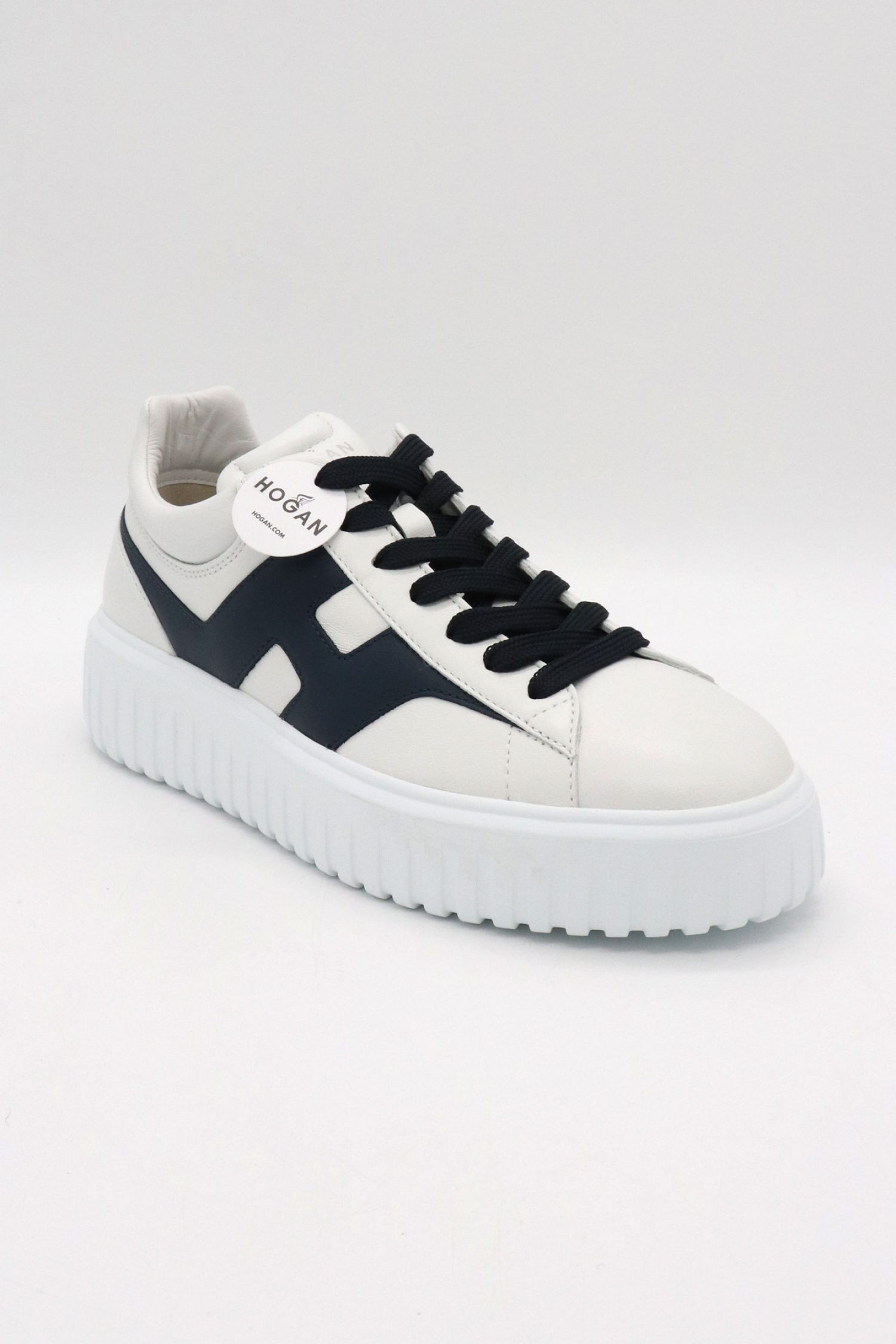 HOGAN ΠΑΠΟΥΤΣΙΑ SNEAKERS H-STRIPES ALLACCIATO H SPEZZATA ΔΕΡΜΑ ΛΕΥΚΟ-ΜΠΛΕ φωτογραφία