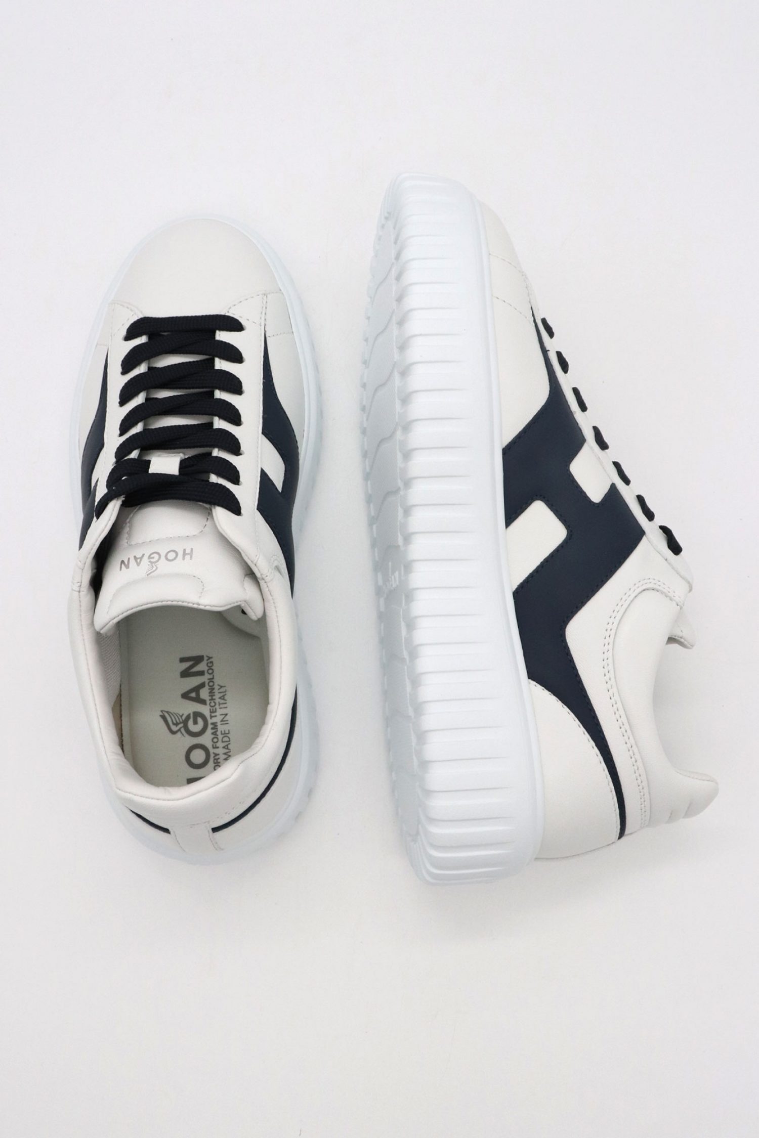 HOGAN ΠΑΠΟΥΤΣΙΑ SNEAKERS H-STRIPES ALLACCIATO H SPEZZATA ΔΕΡΜΑ ΛΕΥΚΟ-ΜΠΛΕ φωτογραφία