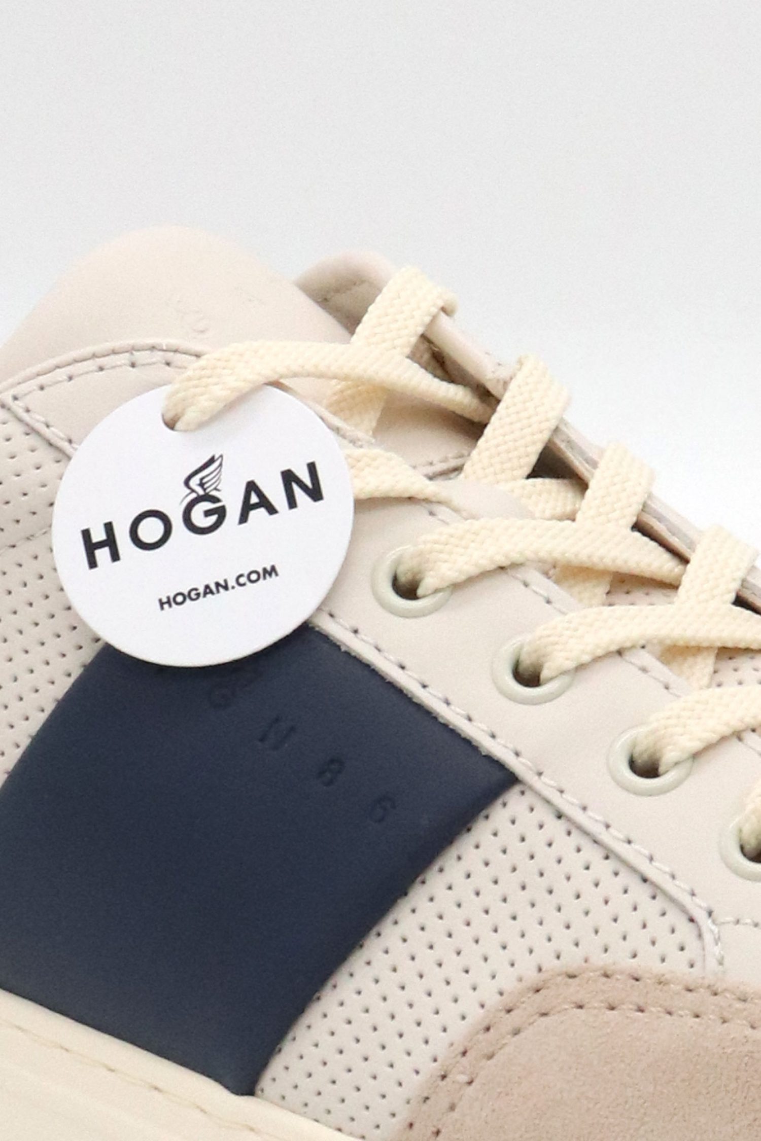 HOGAN ΠΑΠΟΥΤΣΙΑ SNEAKERS ALLACCIATO PUNZ BANDA ΔΕΡΜΑ ΕΚΡΟΥ-ΜΠΛΕ φωτογραφία
