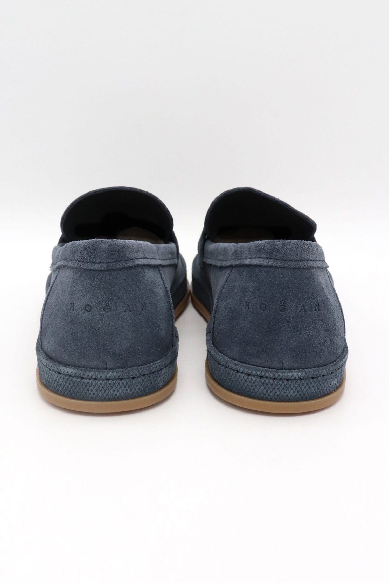 HOGAN ΠΑΠΟΥΤΣΙΑ MOCASSINO TRAVERSINA ΔΕΡΜΑ ΜΠΛΕ ΡΑΦ