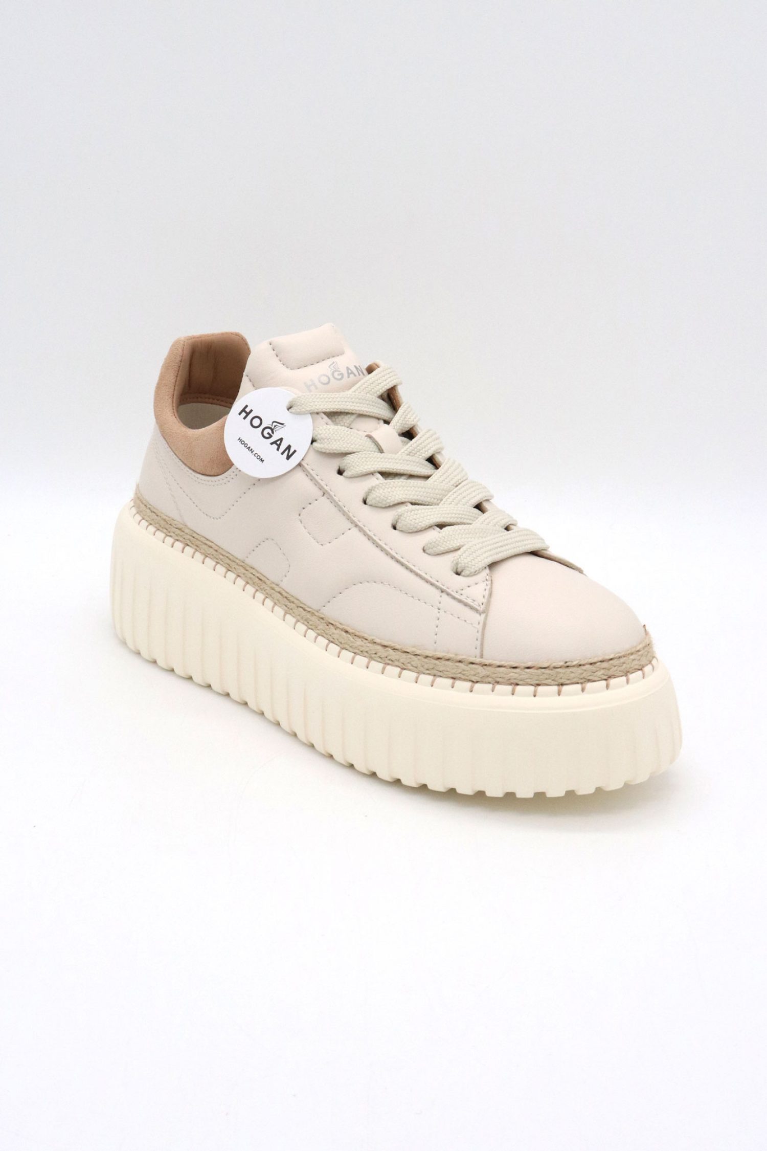 HOGAN ΠΑΠΟΥΤΣΙΑ SNEAKERS H-STRIPES H659 ALLACCIATO ΔΕΡΜΑ ΕΚΡΟΥ