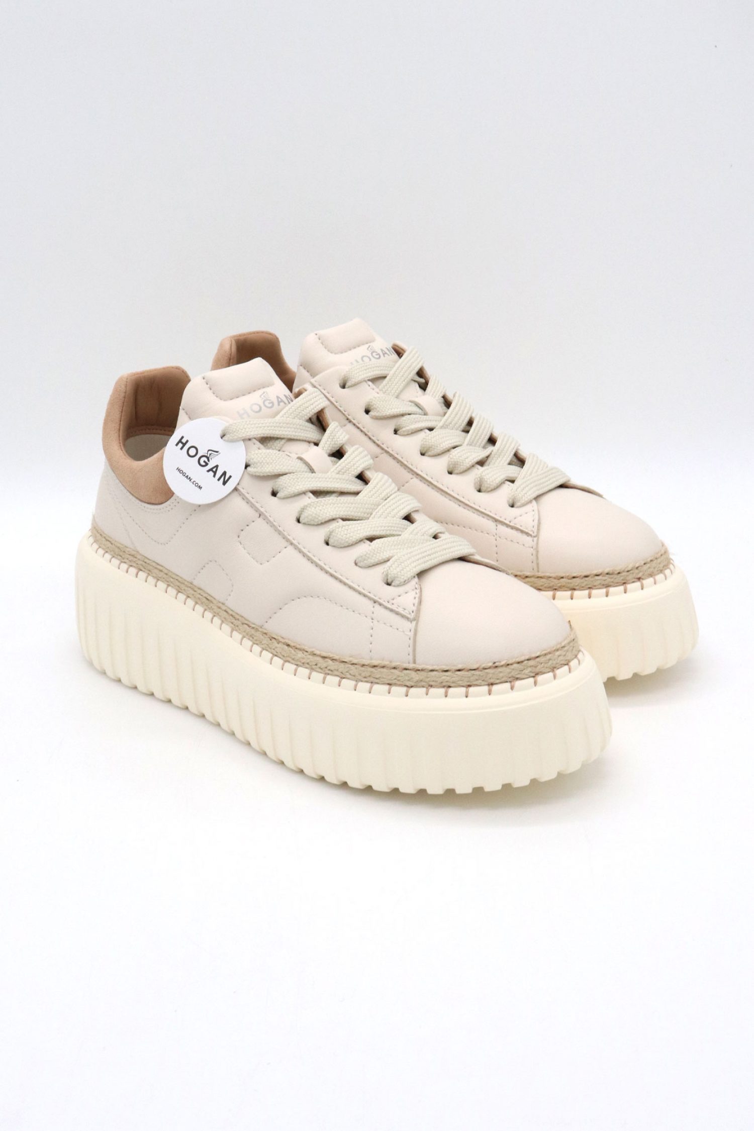 HOGAN ΠΑΠΟΥΤΣΙΑ SNEAKERS H-STRIPES H659 ALLACCIATO ΔΕΡΜΑ ΕΚΡΟΥ