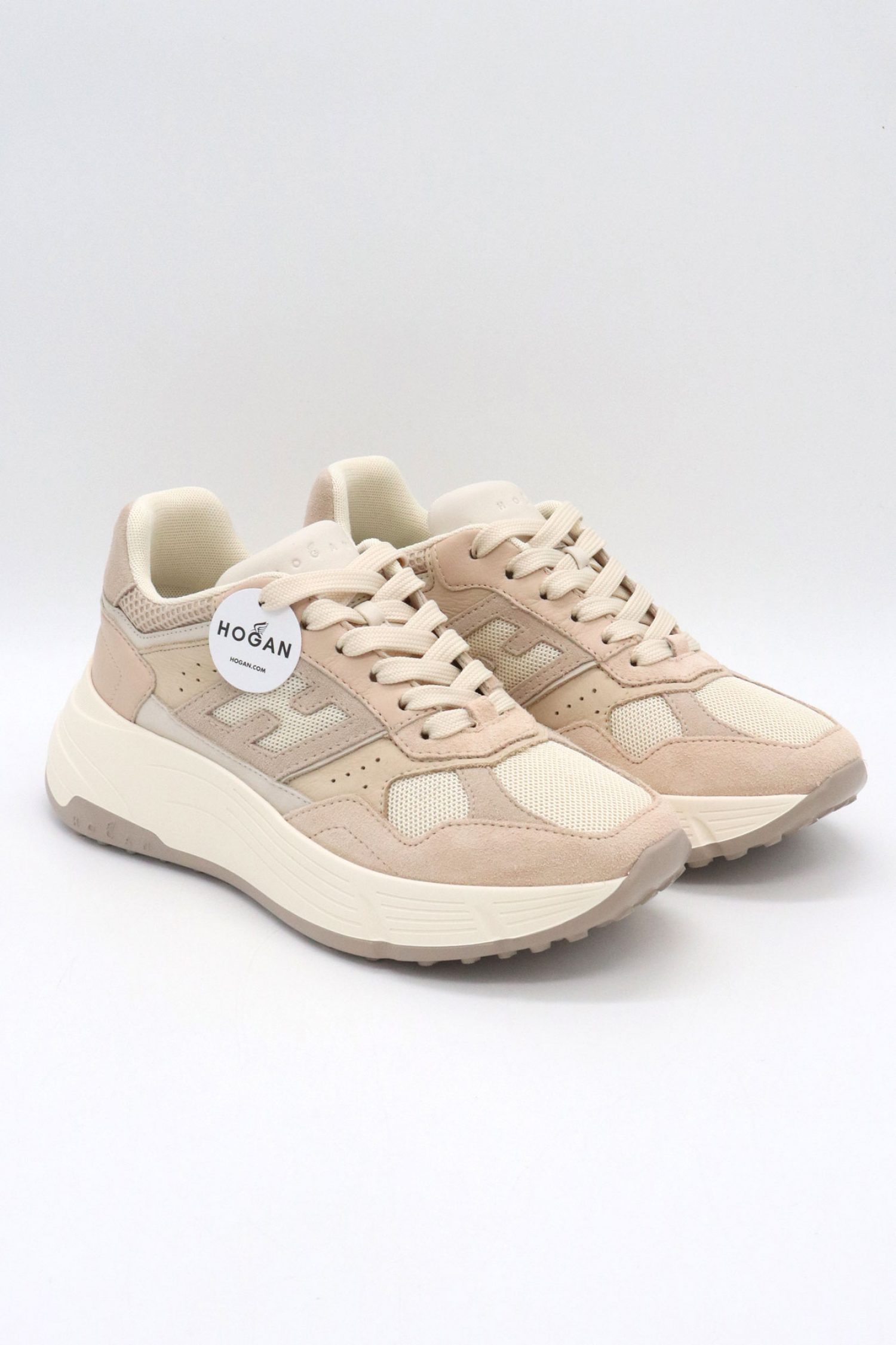 HOGAN ΠΑΠΟΥΤΣΙΑ SNEAKERS ALLACCIATO H ΔΕΡΜΑ ΜΠΕΖ