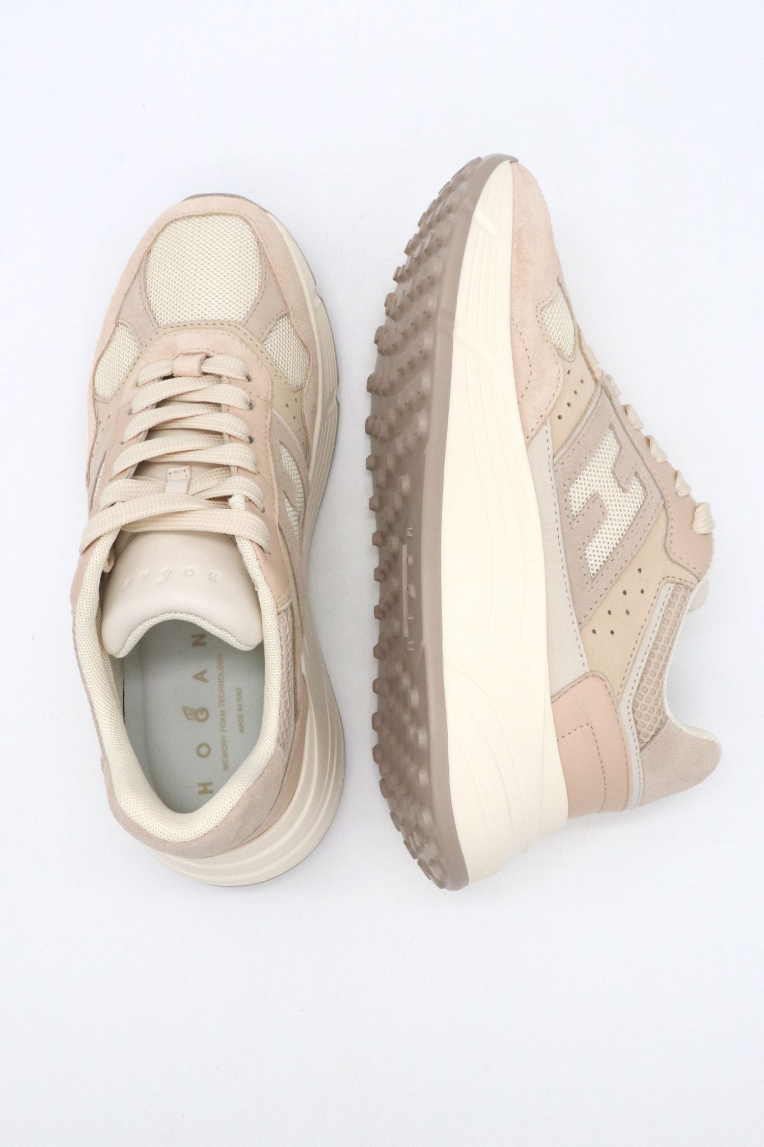 HOGAN ΠΑΠΟΥΤΣΙΑ SNEAKERS ALLACCIATO H ΔΕΡΜΑ ΜΠΕΖ