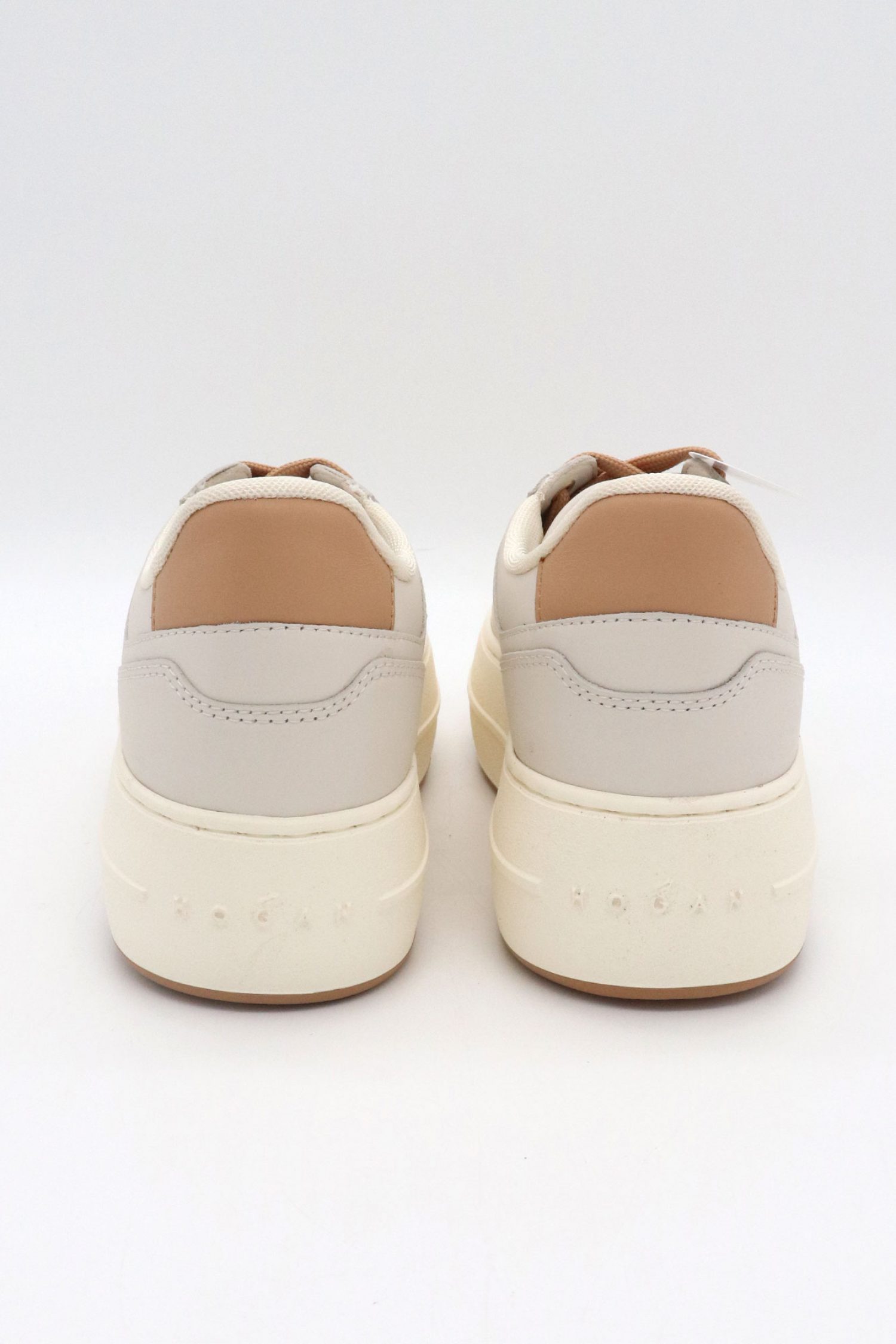 HOGAN ΠΑΠΟΥΤΣΙΑ SNEAKERS H670 ALLACCIATO ΔΕΡΜΑ ΕΚΡΟΥ-ΜΠΕΖ