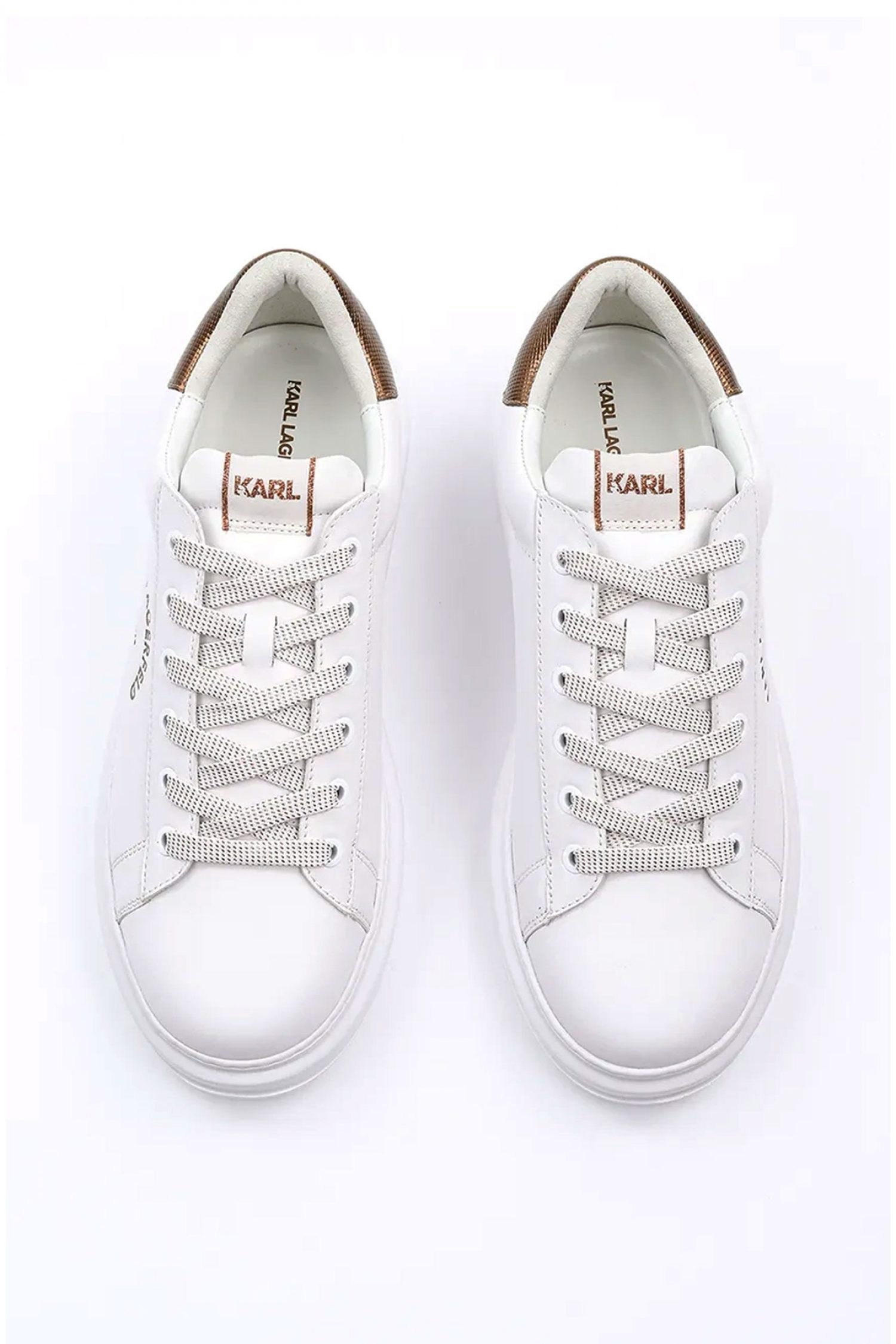 KARL LAGERFELD ΠΑΠΟΥΤΣΙΑ SNEAKERS MAISON KARL LACE ΛΕΥΚΟ-ΜΠΡΟΝΖΕ