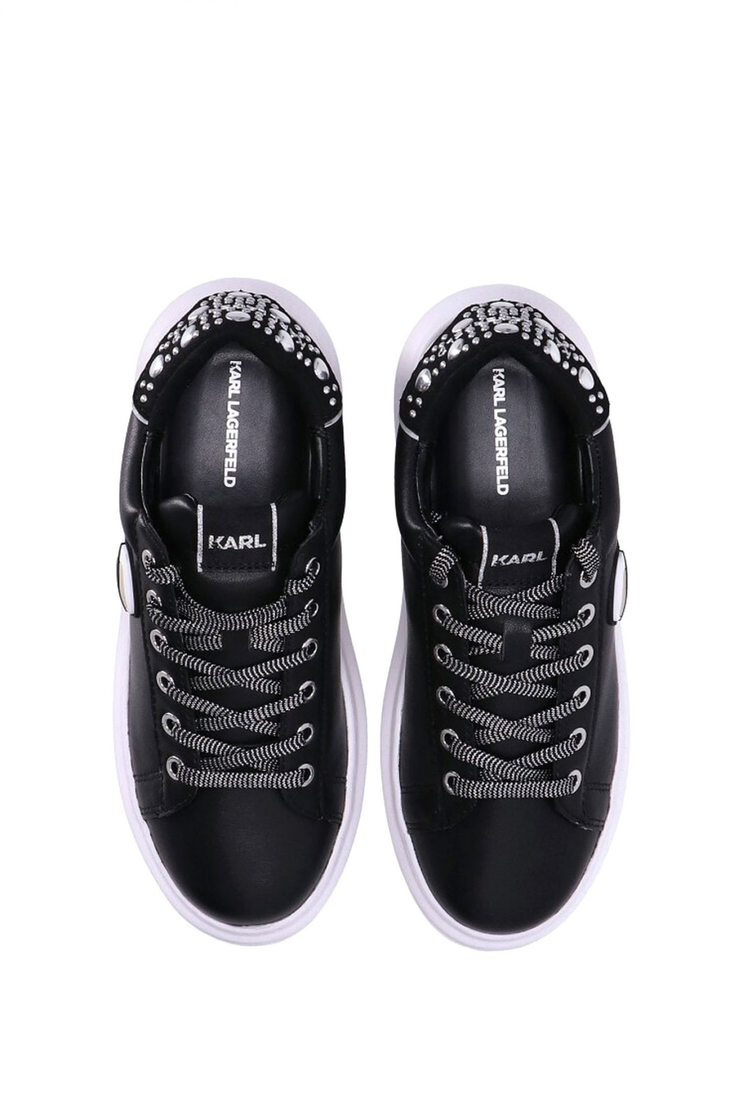 KARL LAGERFELD ΠΑΠΟΥΤΣΙΑ SNEAKERS KAPRI ΜΕΤΑΛΛΙΚΕΣ ΛΕΠΤΟΜΕΡΙΕΣ LOGO ΜΑΥΡΟ/ΛΕΥΚΟ φωτογραφία