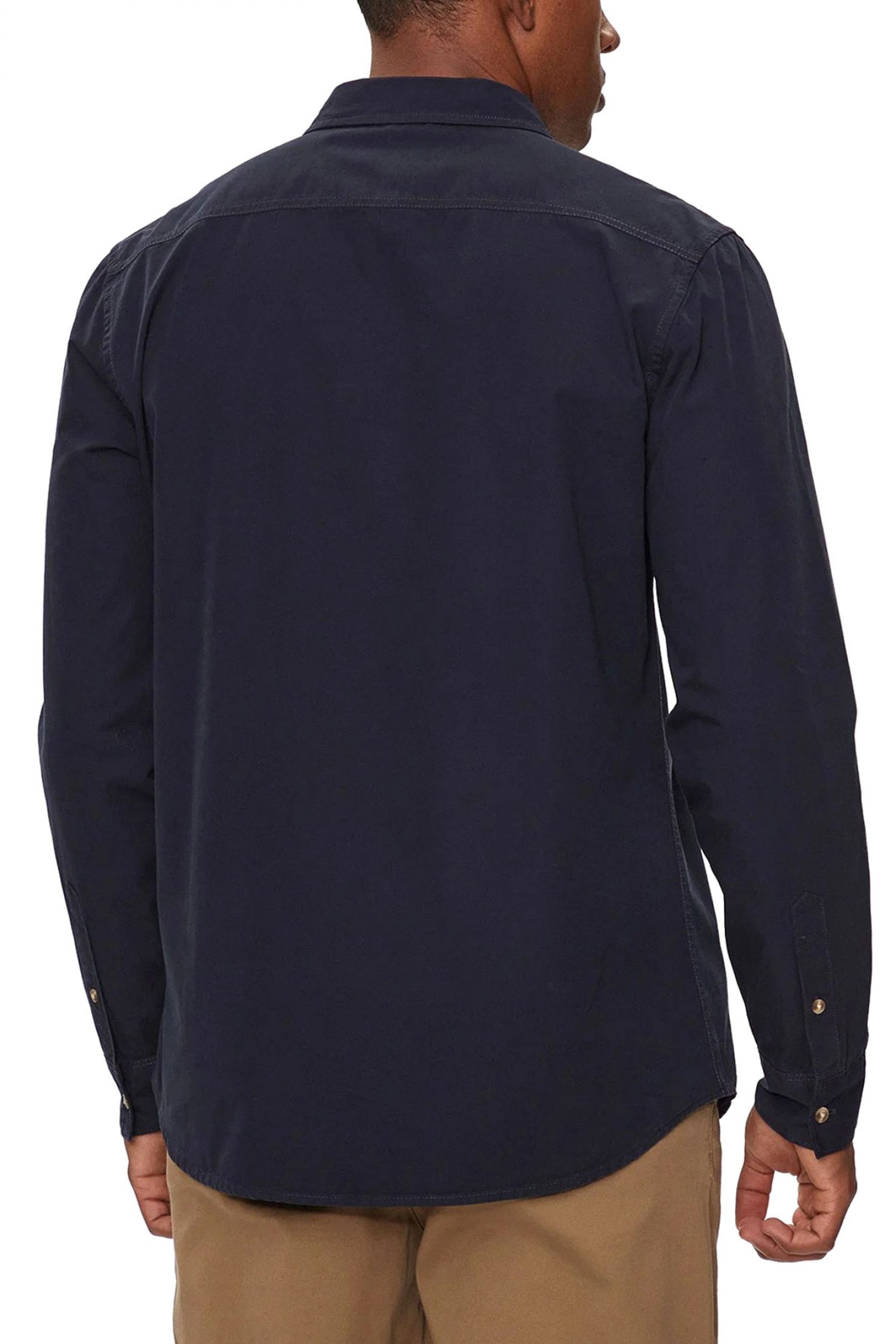 GUESS JEANS ΠΟΥΚΑΜΙΣΟ SLIM FIT LOGO ΜΠΛΕ φωτογραφία