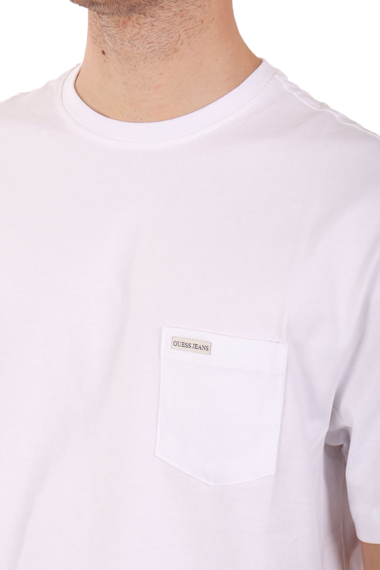 GUESS JEANS T-SHIRT CREWNECK REGULAR FIT LOGO ΛΕΥΚΟ