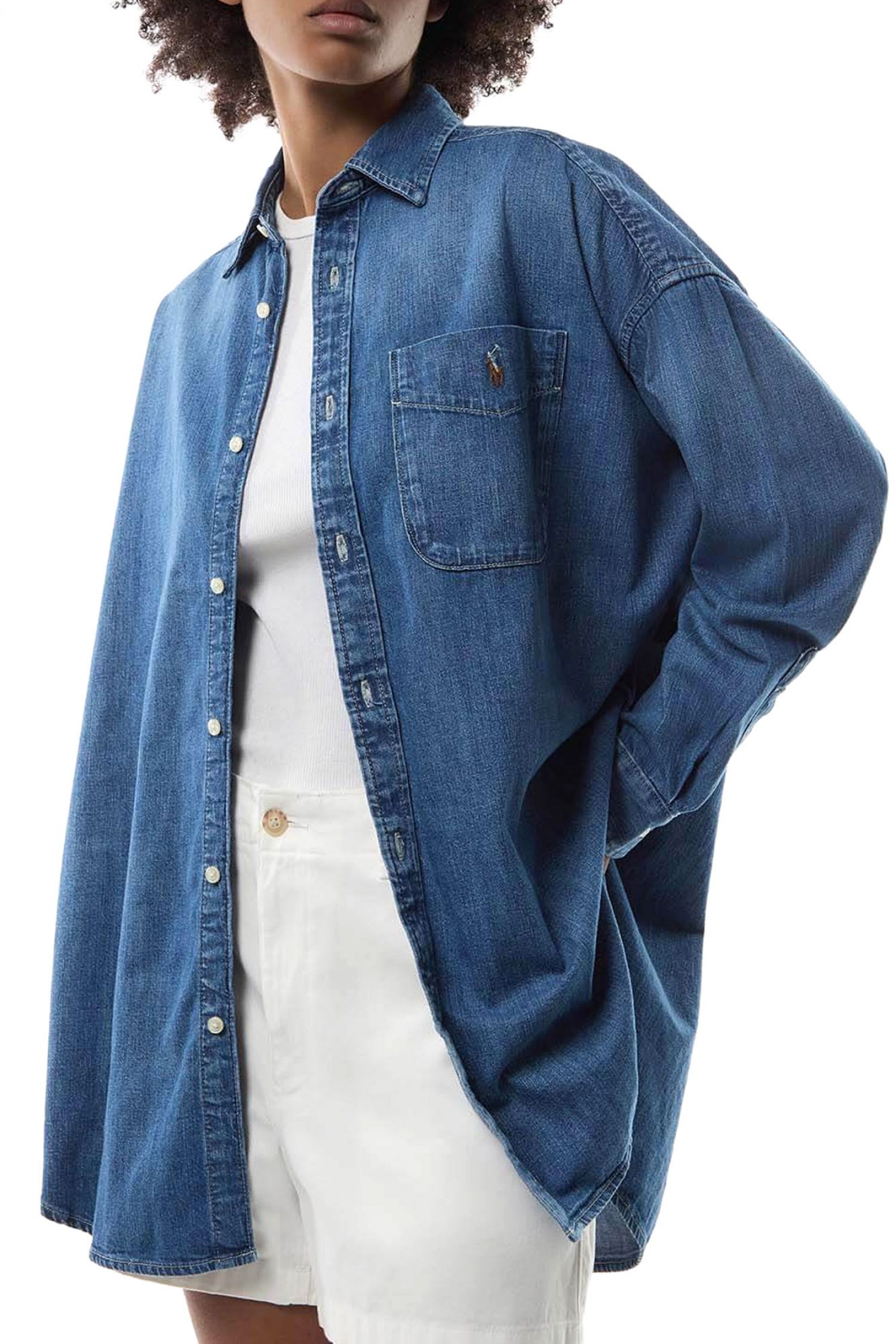 RALPH LAUREN ΠΟΥΚΑΜΙΣΟ JEANS CLASSICS LOGO ΜΠΛΕ