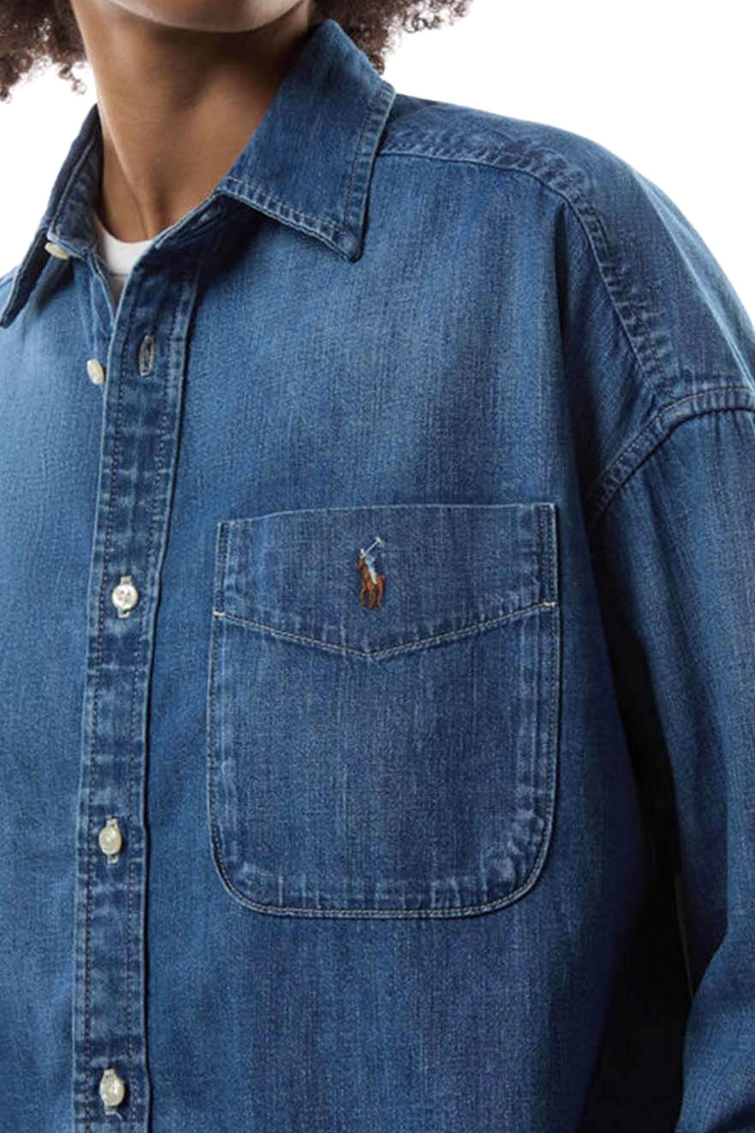 RALPH LAUREN ΠΟΥΚΑΜΙΣΟ JEANS CLASSICS LOGO ΜΠΛΕ