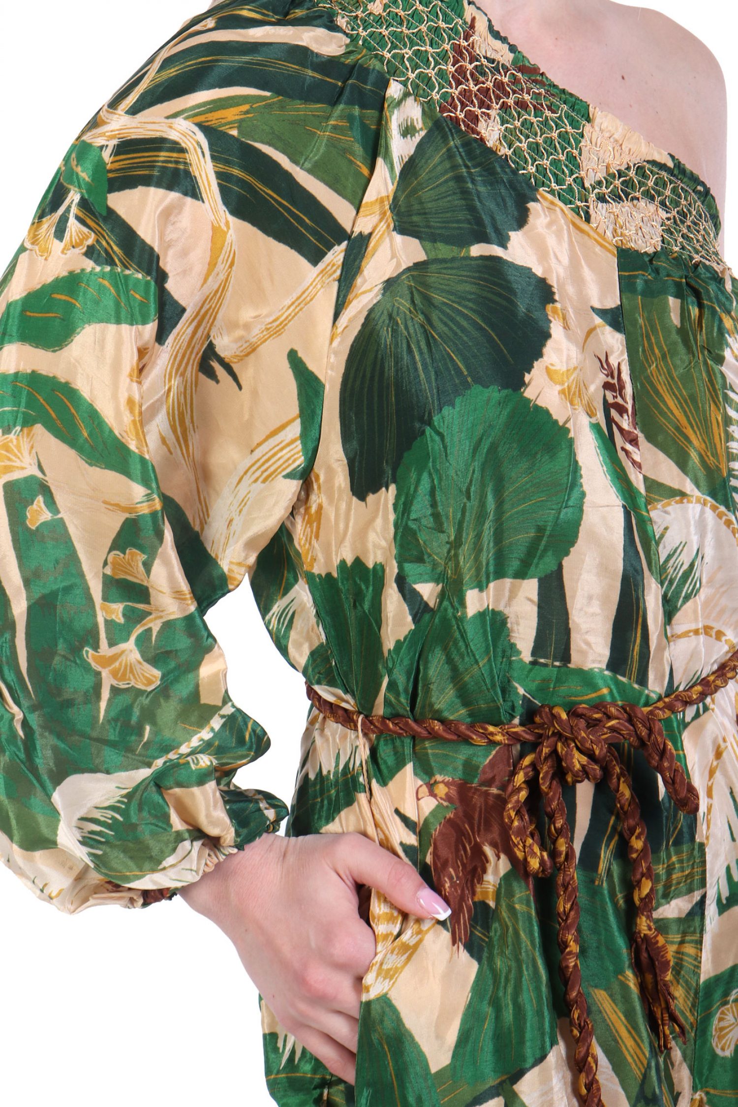 FARM RIO ΟΛΟΣΩΜΗ ΦΟΡΜΑ TROPICAL ISLA ΕΜΠΡΙΜΕ ΕΝΑΣ ΩΜΟΣ ΖΩΝΗ ΜΠΕΖ-ΠΡΑΣΙΝΟ