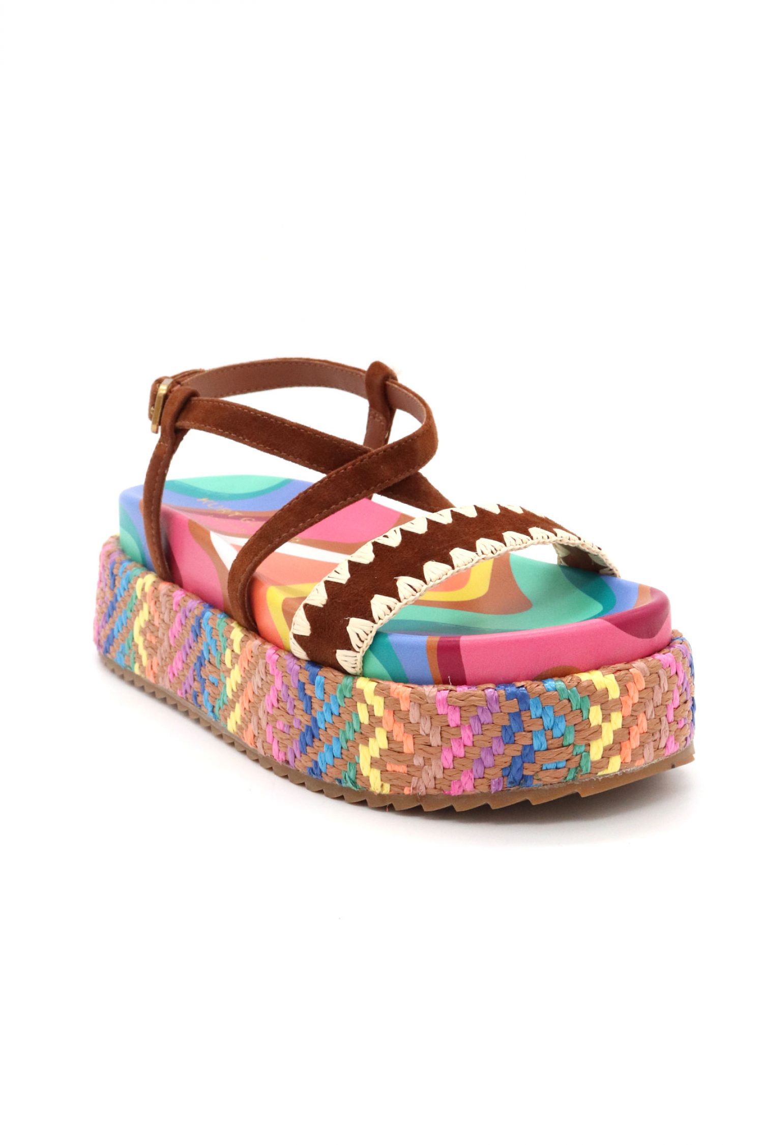 KURT GEIGER ΠΑΠΟΥΤΣΙΑ ΠΕΔΙΛΑ CHELSEA FLATFORM SANDAL ΣΟΥΕΤ ΣΧΕΔΙΑ LOGO ΠΟΛΥΧΡΩΜΟ