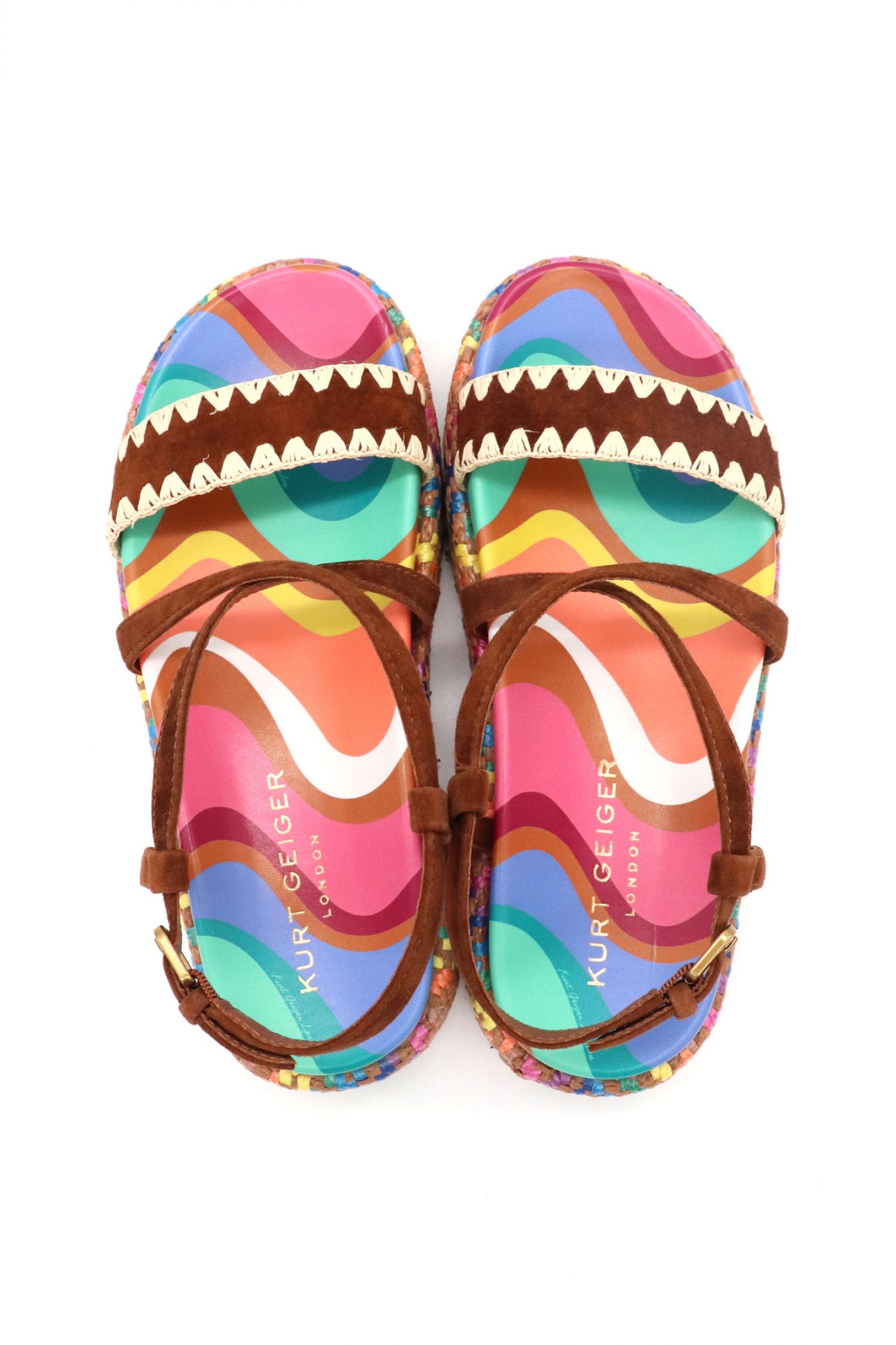 KURT GEIGER ΠΑΠΟΥΤΣΙΑ ΠΕΔΙΛΑ CHELSEA FLATFORM SANDAL ΣΟΥΕΤ ΣΧΕΔΙΑ LOGO ΠΟΛΥΧΡΩΜΟ