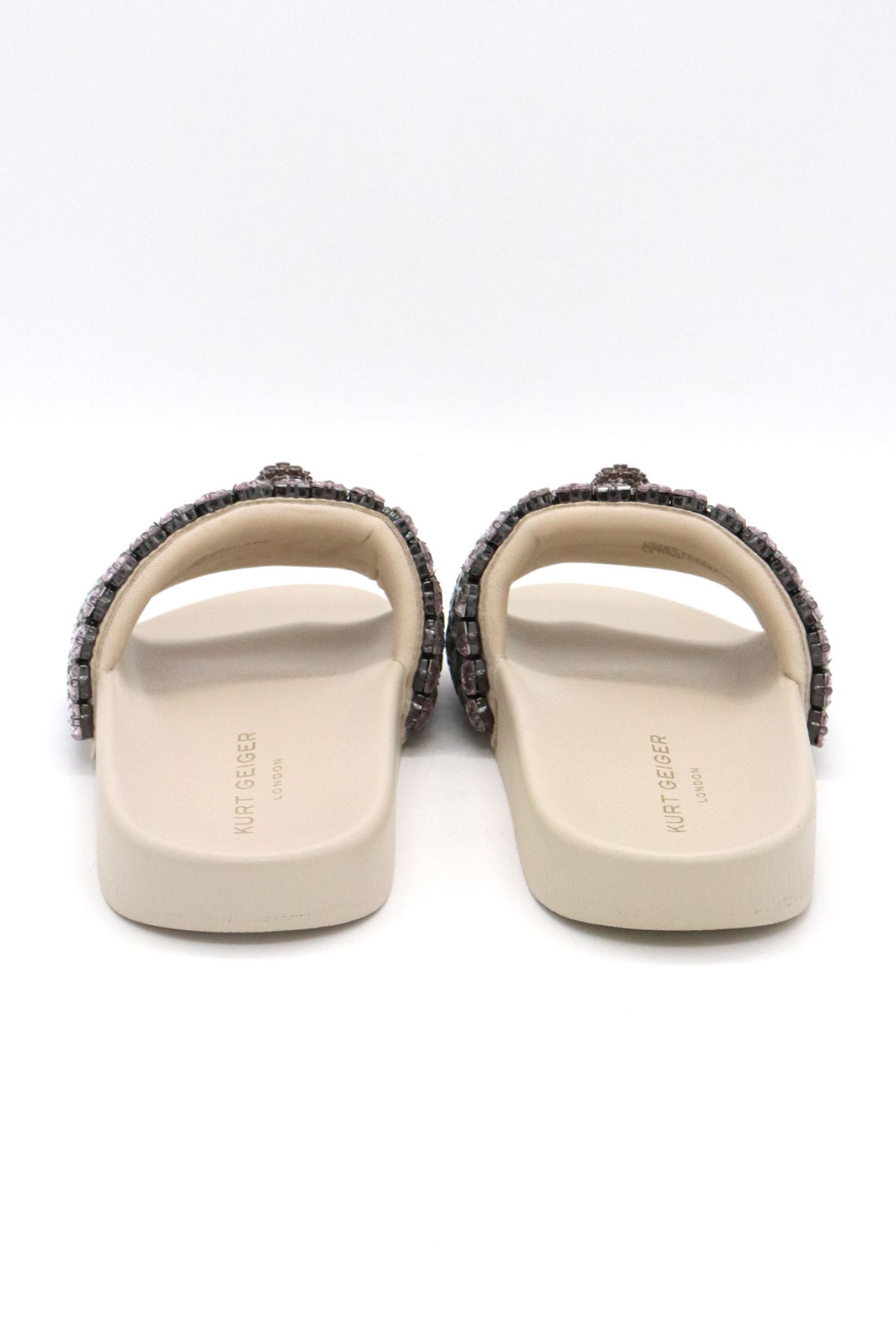 KURT GEIGER ΠΑΠΟΥΤΣΙΑ ΠΑΝΤΟΦΛΕΣ MEENA EAGLE JEWEL ΜΕΤΑΛΛΙΚΕΣ ΠΕΤΡΕΣ ΠΟΛΥΧΡΩΜΕΣ LOGO ΜΠΕΖ