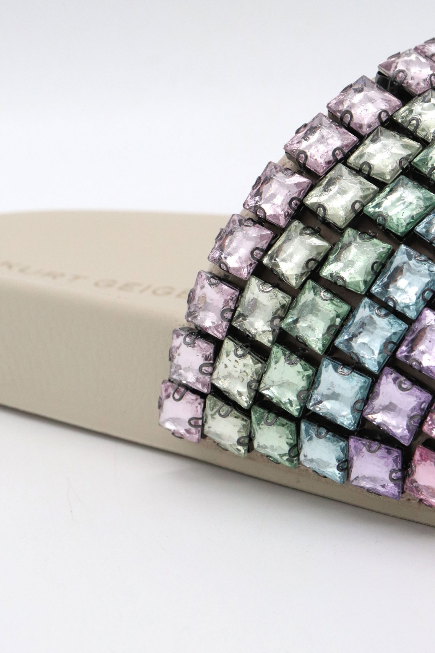 KURT GEIGER ΠΑΠΟΥΤΣΙΑ ΠΑΝΤΟΦΛΕΣ MEENA EAGLE JEWEL ΜΕΤΑΛΛΙΚΕΣ ΠΕΤΡΕΣ ΠΟΛΥΧΡΩΜΕΣ LOGO ΜΠΕΖ