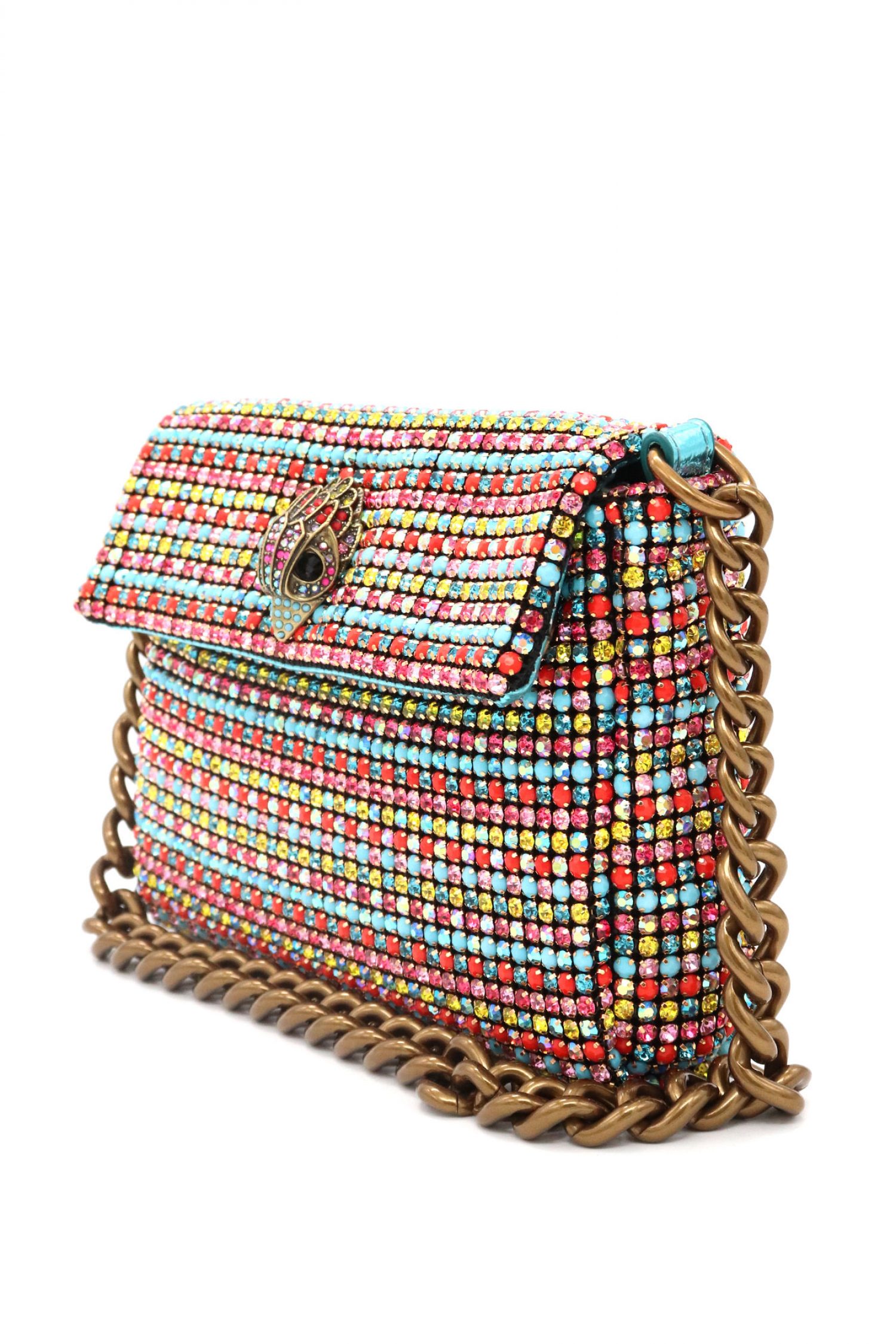 KURT GEIGER ΤΣΑΝΤΑΚΙ ΩΜΟΥ SM PARTY SHOULDER BAG AΛΥΣΙΔΑ ΜΕΤΑΛΛΙΚΑ ΣΤΡΑΣ LOGO ΠΟΛΥΧΡΩΜΟ