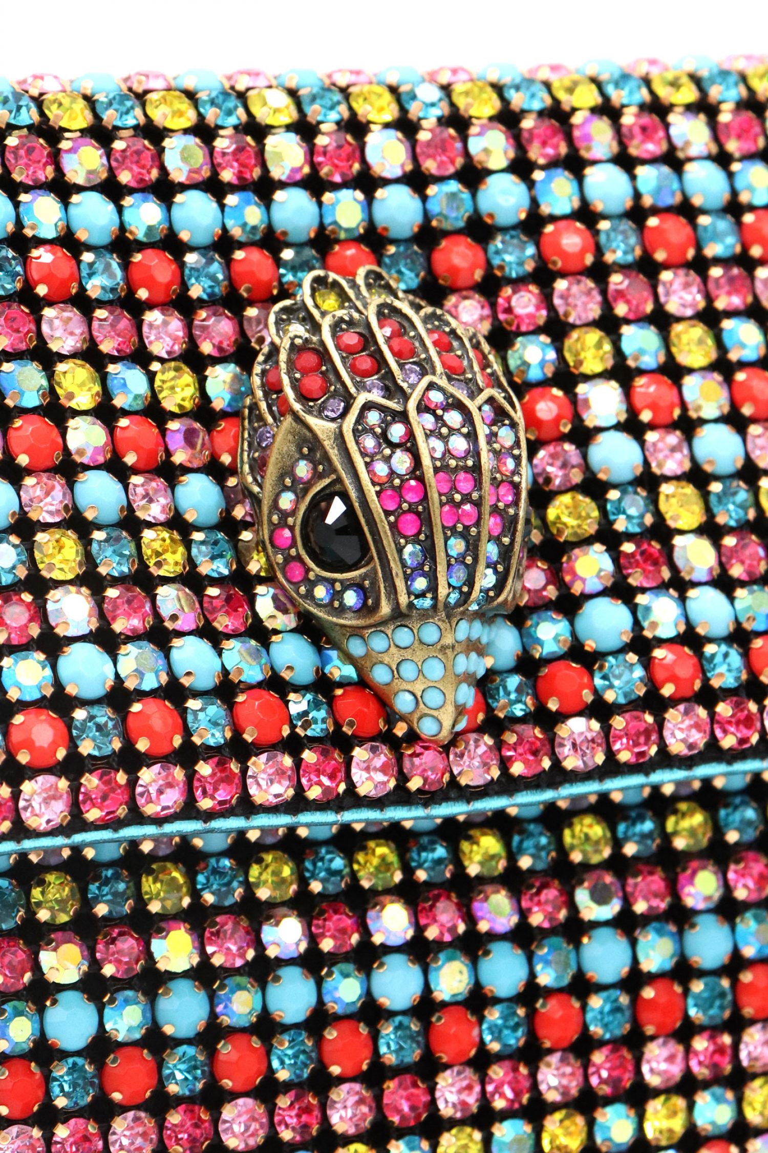 KURT GEIGER ΤΣΑΝΤΑΚΙ ΩΜΟΥ SM PARTY SHOULDER BAG AΛΥΣΙΔΑ ΜΕΤΑΛΛΙΚΑ ΣΤΡΑΣ LOGO ΠΟΛΥΧΡΩΜΟ