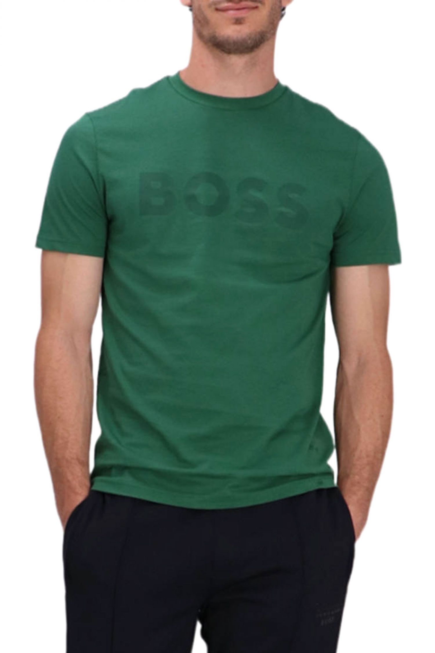 BOSS CASUAL T-SHIRT ΜΕ ΣΤΑΜΠΑ REGULAR FIT THINKIG 1 ΠΡΑΣΙΝΟ