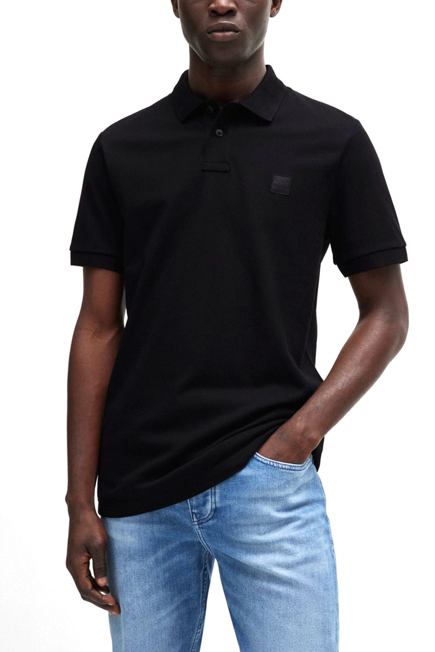 BOSS CASUAL POLO SLIM FIT PASSENGER ΜΑΥΡΟ