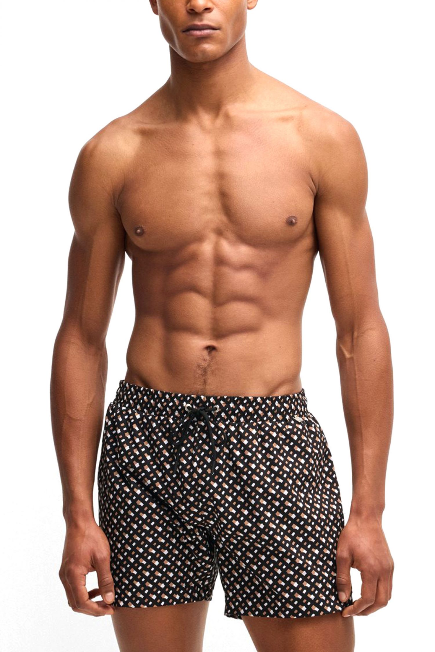 BOSS BEACHWEAR ΜΑΓΙΩ MANU NEW ΜΙΚΡΟΣΧΕΔΙΟ LOGO QUICK DRY ΜΑΥΡΟ φωτογραφία