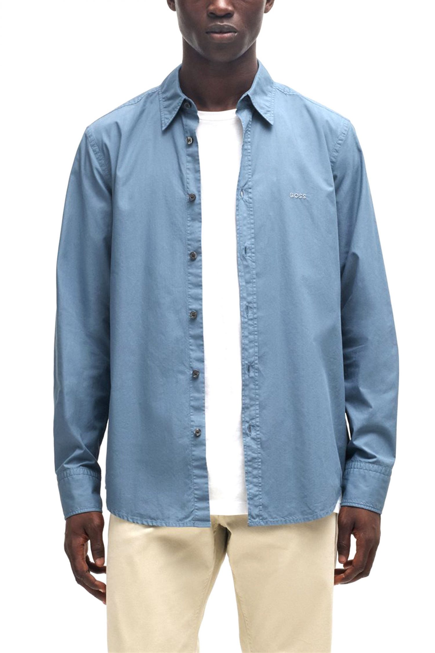 BOSS CASUAL ΠΟΥΚΑΜΙΣΟ REGULAR FIT RELEGANT_6_M ΜΠΛΕ ΡΑΦ