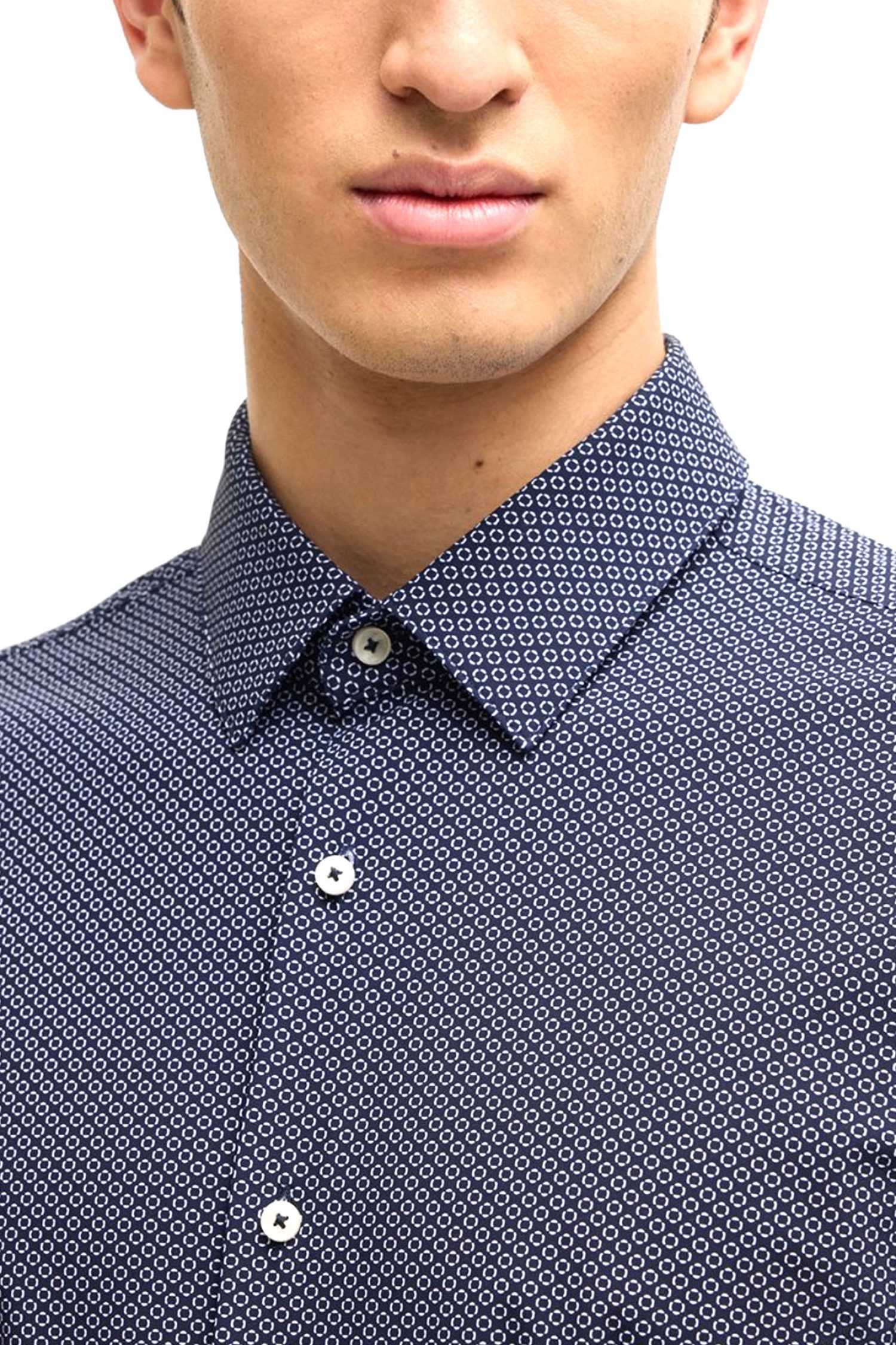 BOSS PERFORMANCE ΠΟΥΚΑΜΙΣΟ SLIM FIT P-HANK-S-KENT-C1-222 ΣΚΟΥΡΟ ΜΠΛΕ