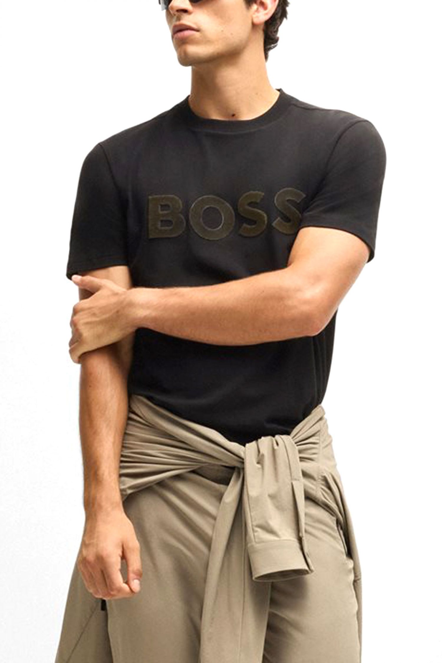 BOSS ATHLEISURE T-SHIRT REGULAR FIT TEE TL LOGO ΜΑΥΡΟ