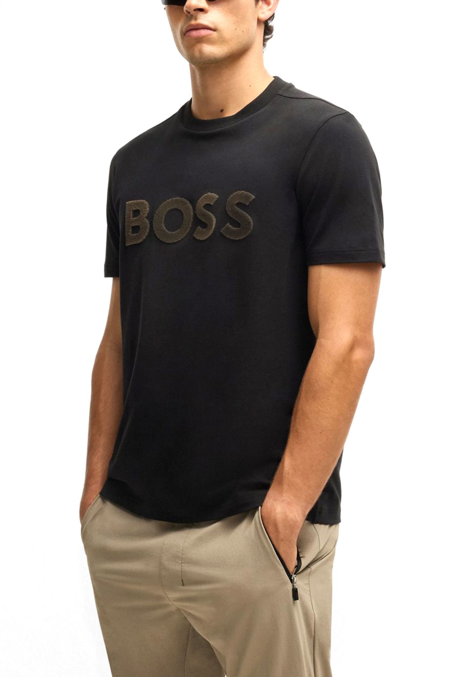 BOSS ATHLEISURE T-SHIRT REGULAR FIT TEE TL LOGO ΜΑΥΡΟ